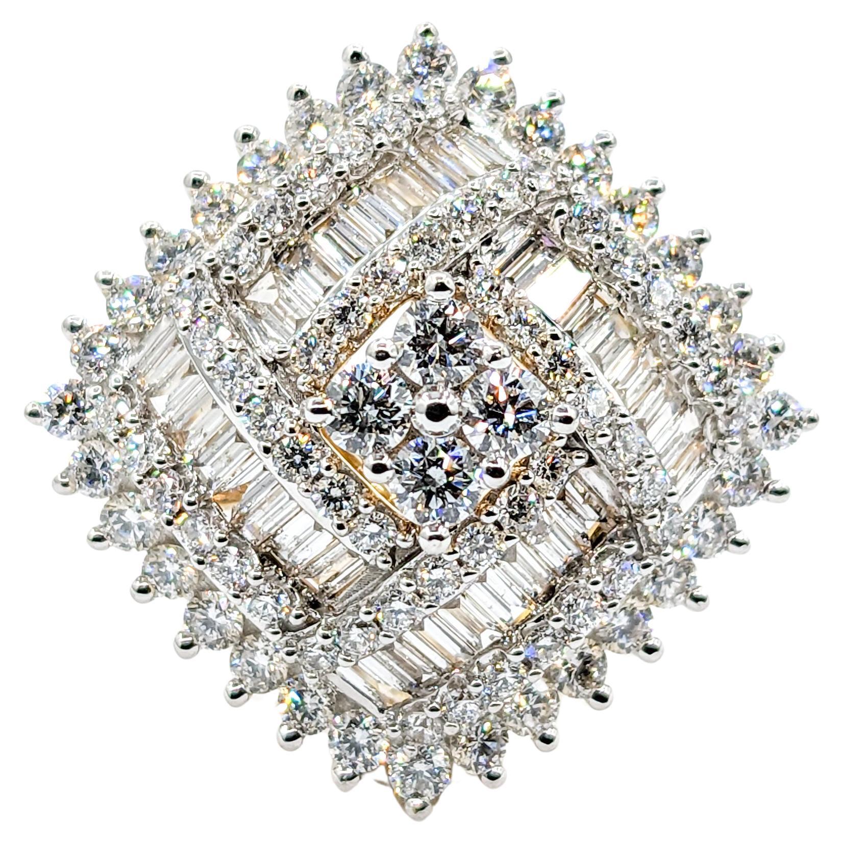 2ctw Diamond Fashion Cluster Ring Yellow & White Gold 