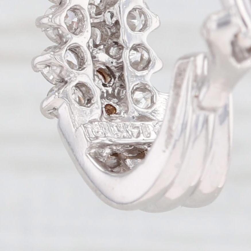 Women's 2ctw Diamond J-Hook Earrings 14k White Gold Pierced Omega Backs For Sale