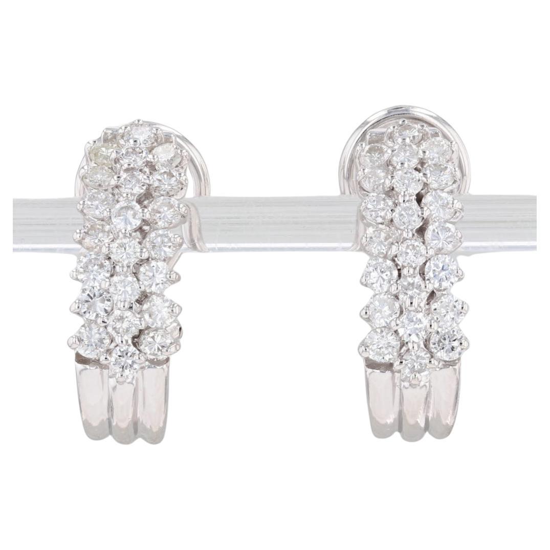 2ctw Diamond J-Hook Earrings 14k White Gold Pierce Omega Backs