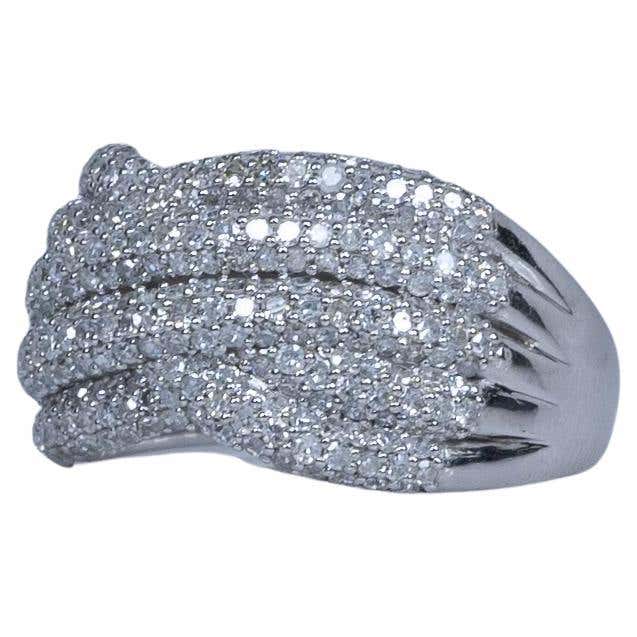 5.5cttw Diamond Pave Large Statement Ring in 14k White Gold For Sale at ...