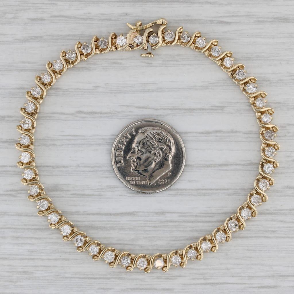 Round Cut 2ctw Diamond Tennis Bracelet 14k Yellow Gold 6.75