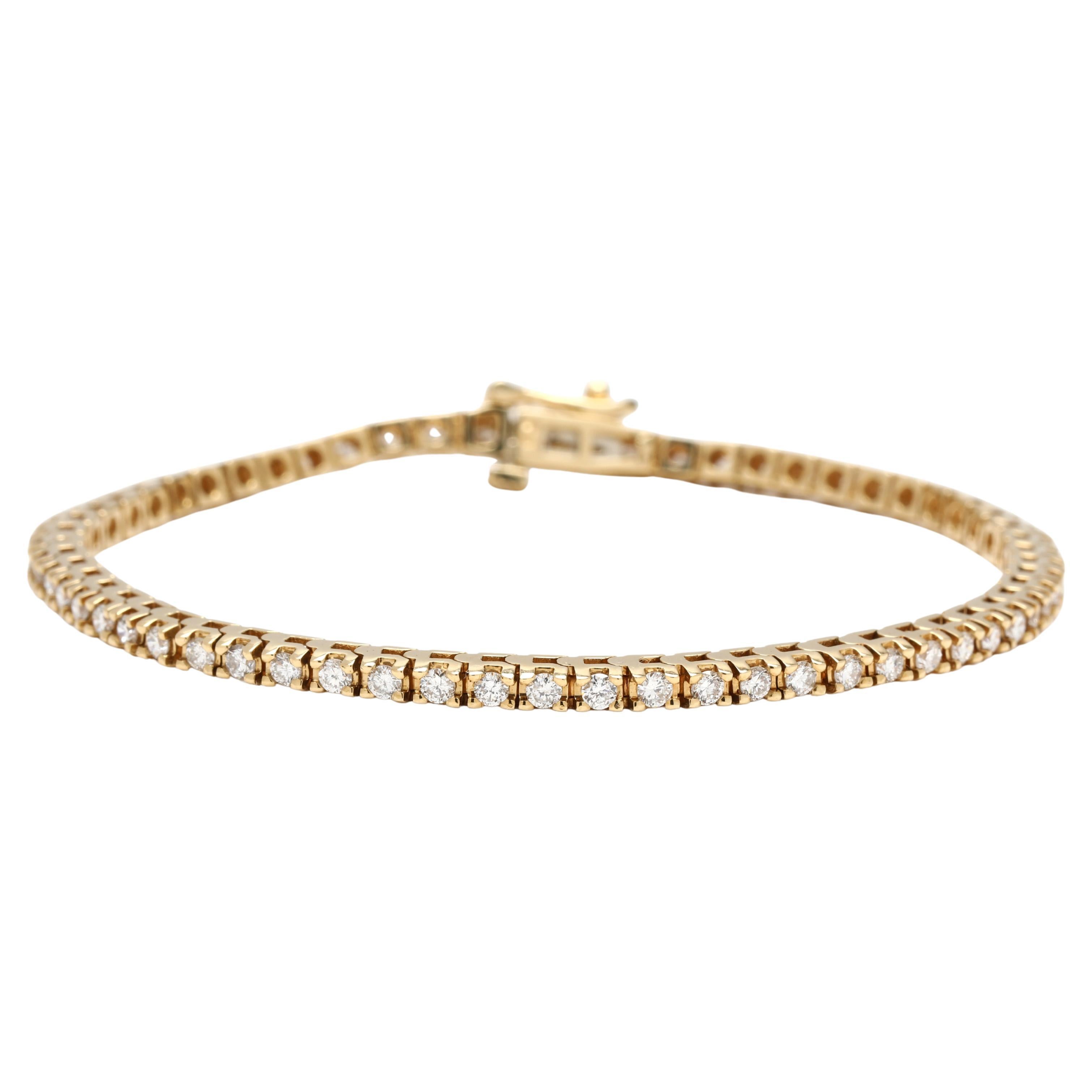 Pulsera de Tenis con Diamantes de 2ctw, Oro Amarillo de 18k, 7,13 Pulgadas en venta