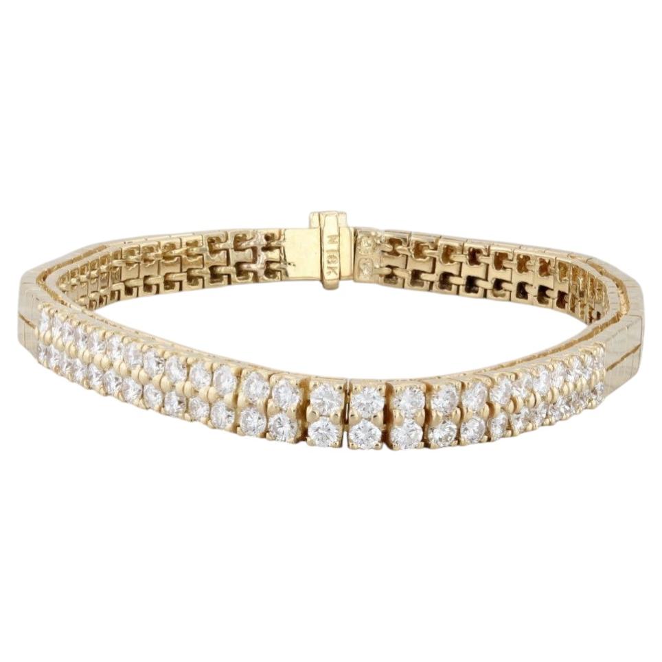2ctw Diamond Tennis Omega Chain Bracelet 18k Yellow Gold 6.5" 5mm For Sale