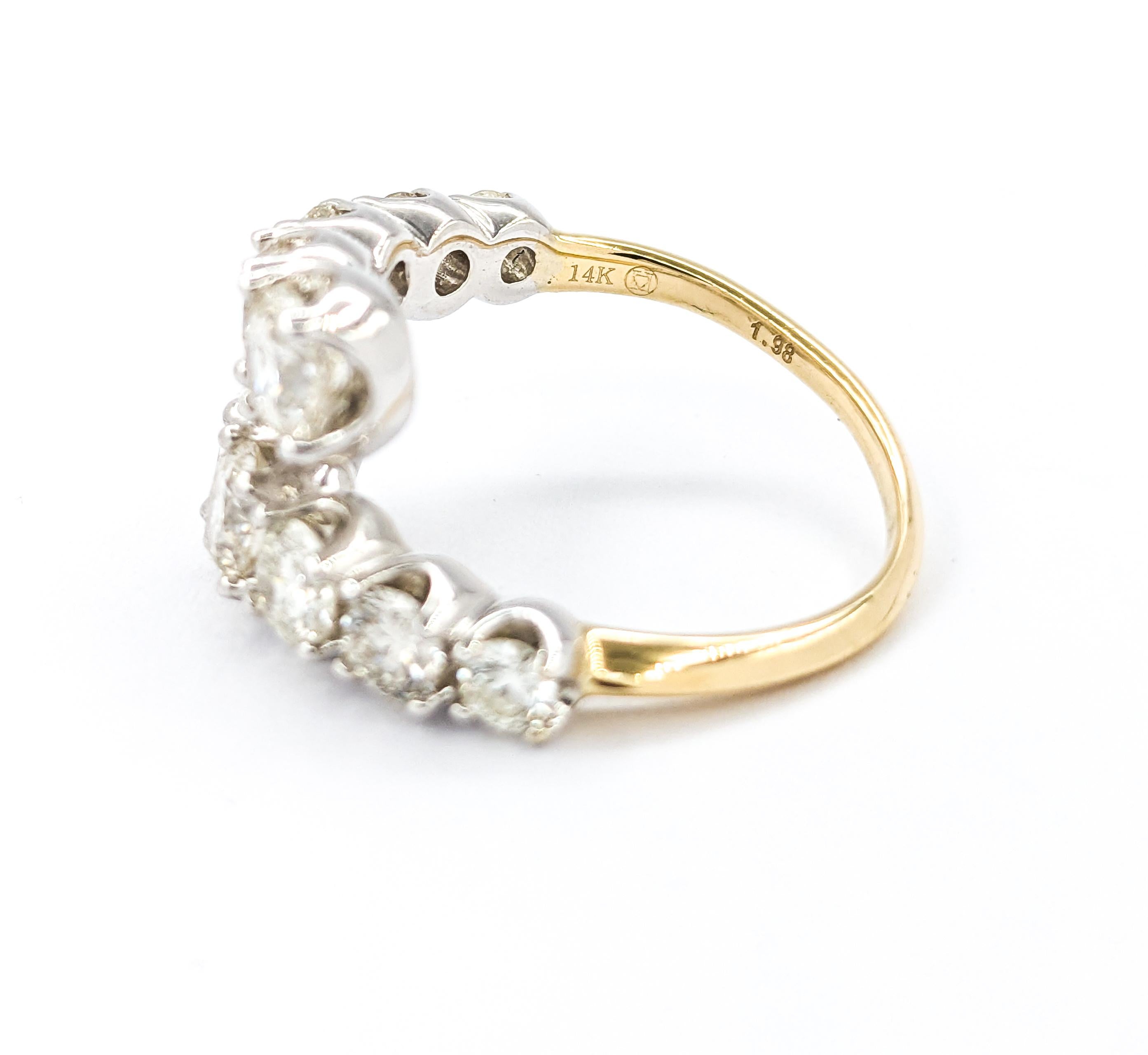 2ctw abgestufter Diamant- Bypass-Ring aus zweifarbigem Gold mit Diamanten 1