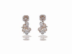 Ornate, 2 Carat Earrings, Rose 18Kt 2-Tone, VS Dangle Earrings