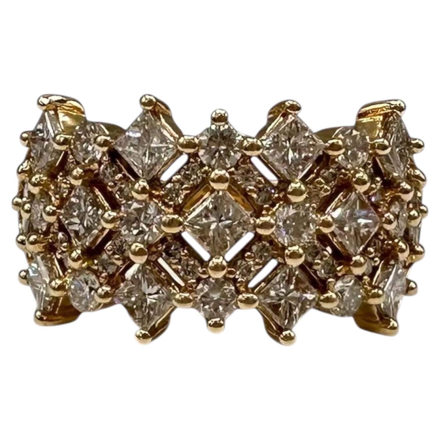 2ctw Natural Diamond Ring 14K Yellow Gold Round Princess Size 7