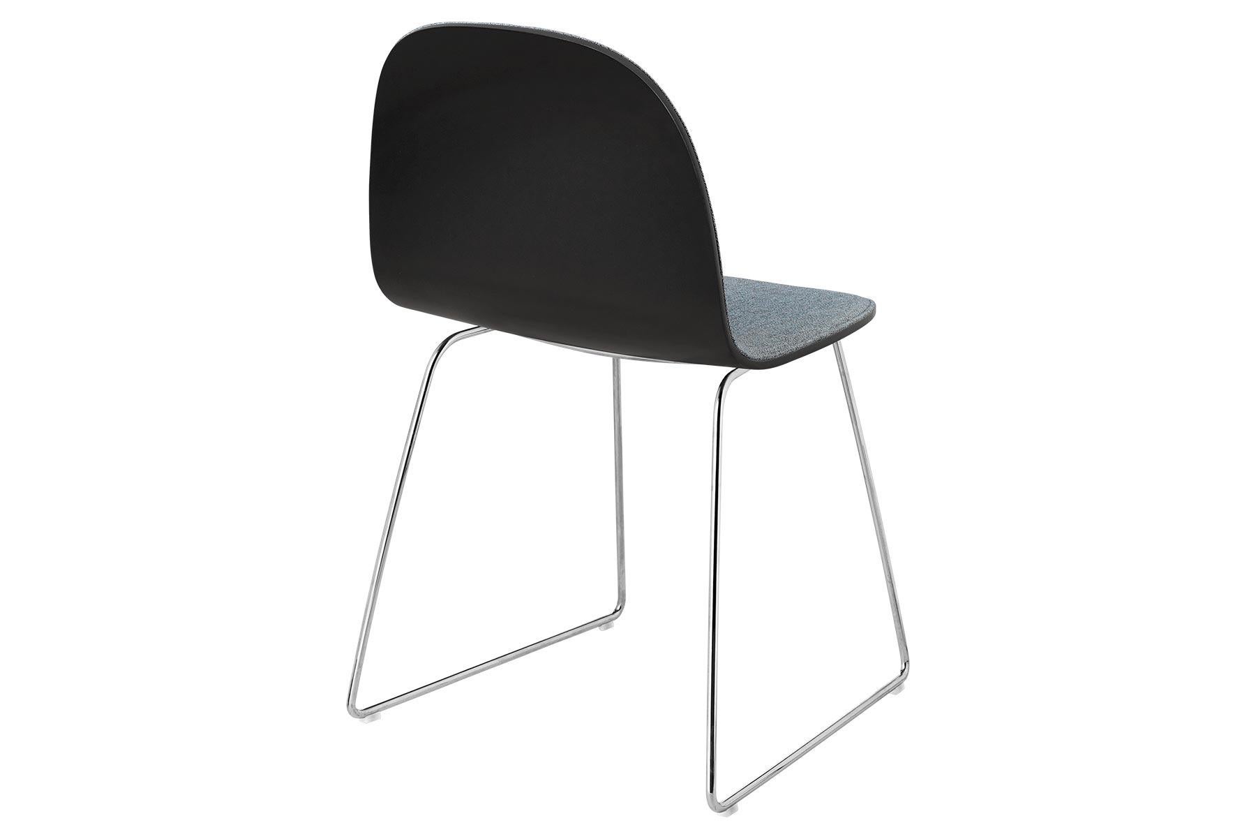 Polished 2D Dining Chair - Front-Upholstered - Sledge Base For Sale