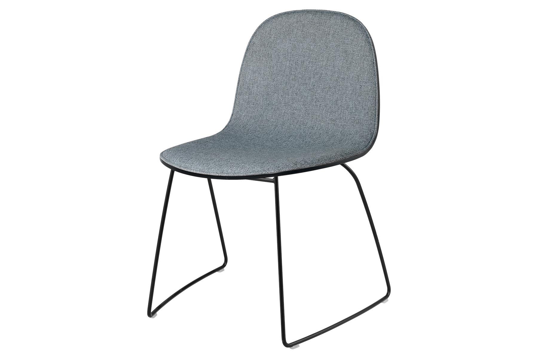 Mid-Century Modern 2D Dining Chair - Front-Upholstered - Sledge Base - Stackable For Sale