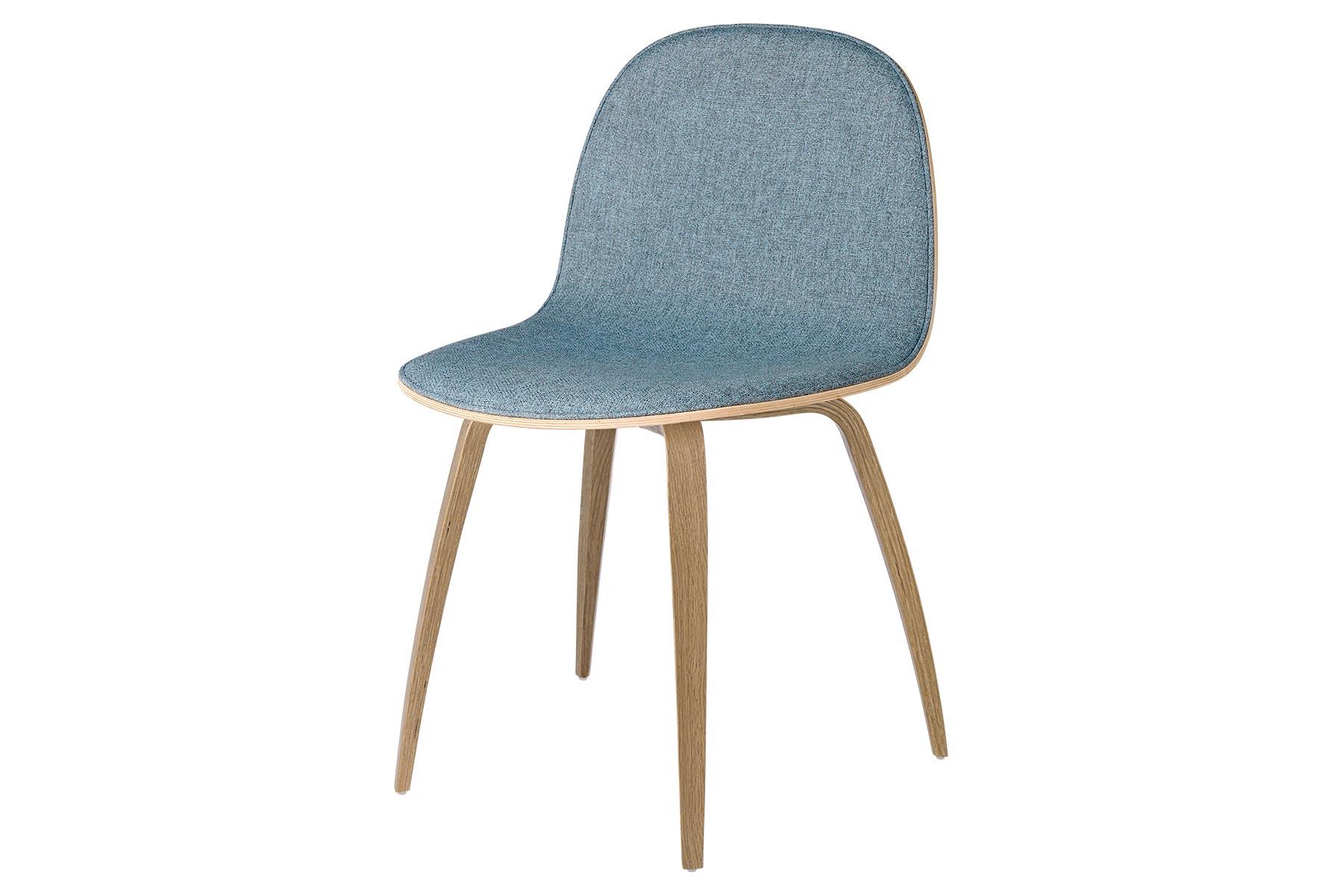 Mid-Century moderno Sedia da pranzo 2D, imbottita frontalmente, base Wood in vendita