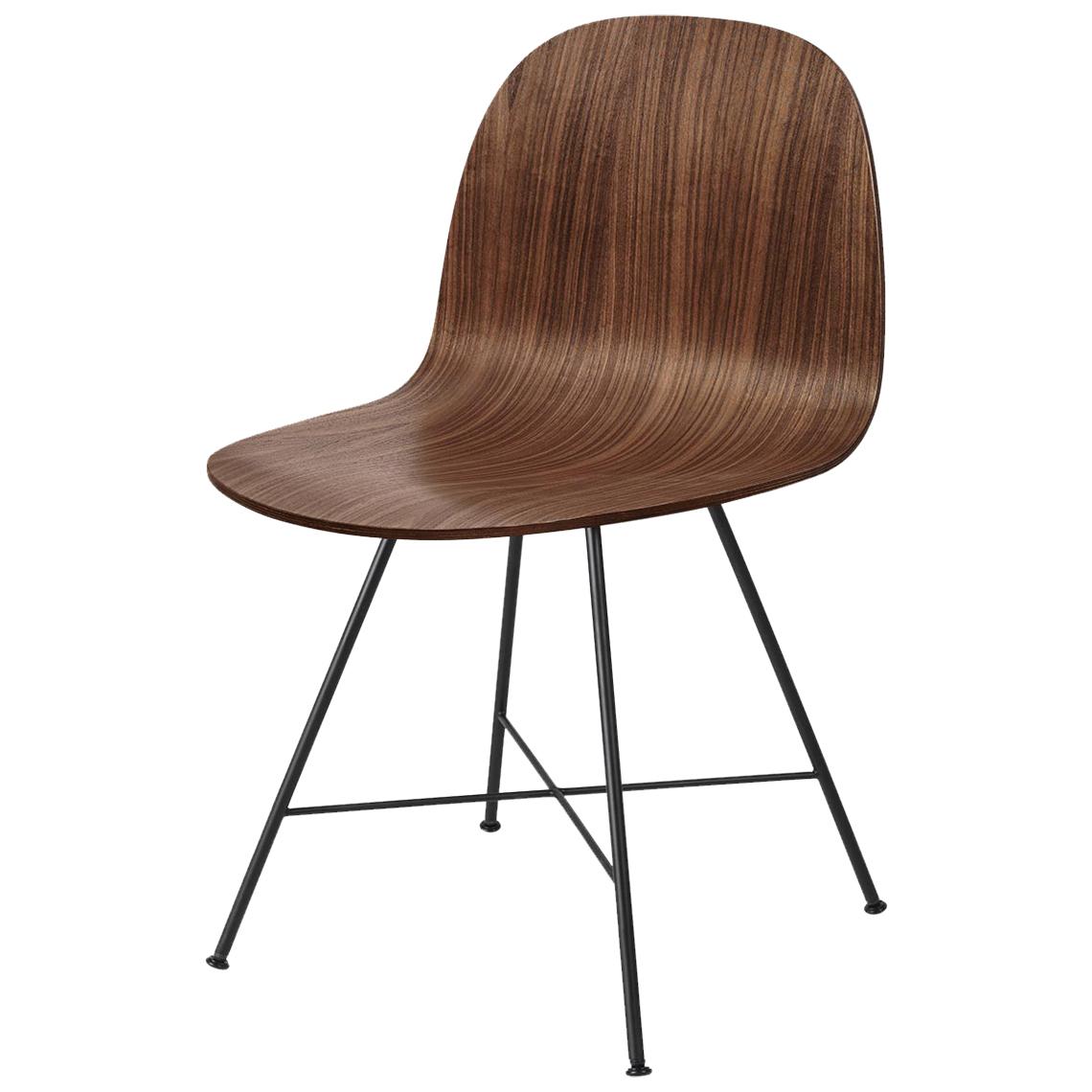 2D Dining Chair, Un-Upholstered, Center Base, Walnut For Sale