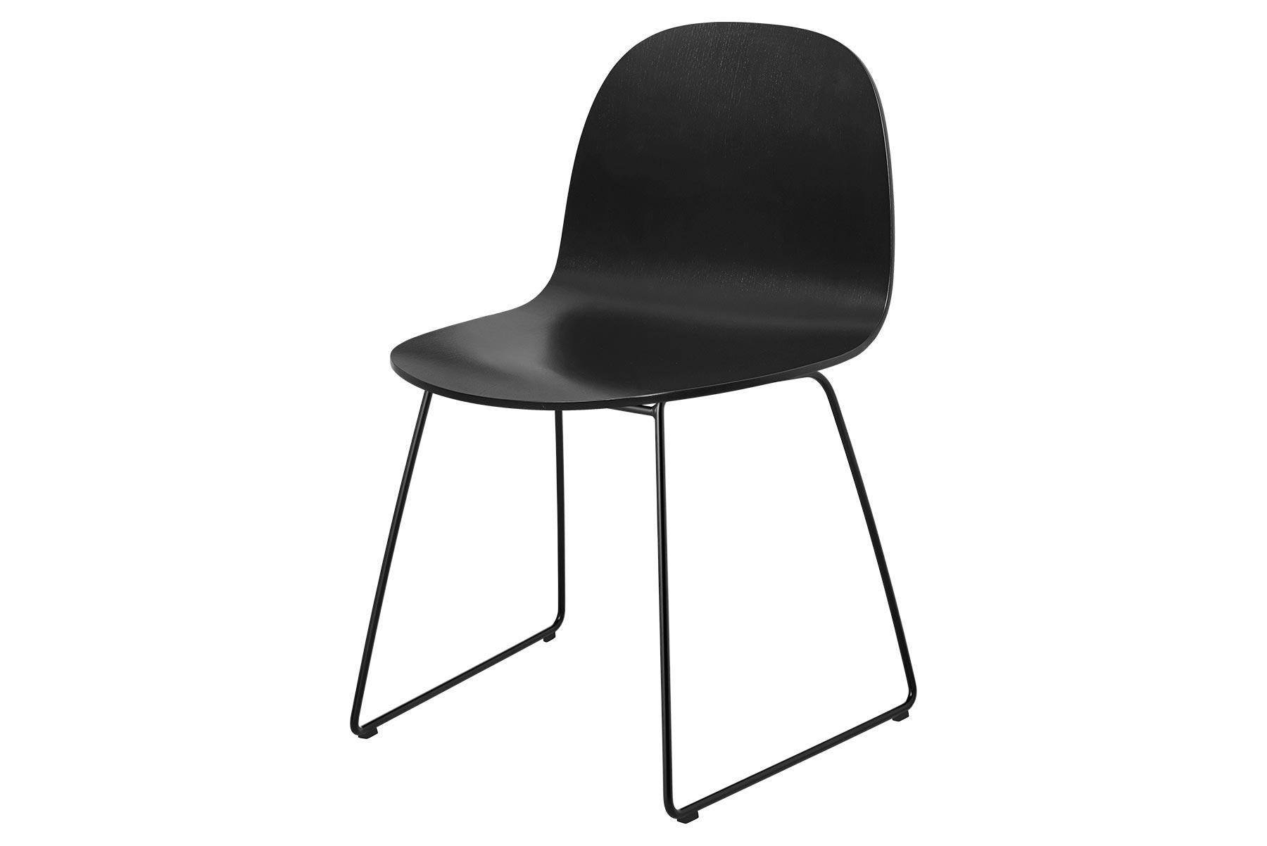 Mid-Century Modern 2D Dining Chair, Un-Upholstered, Sledge Base  For Sale