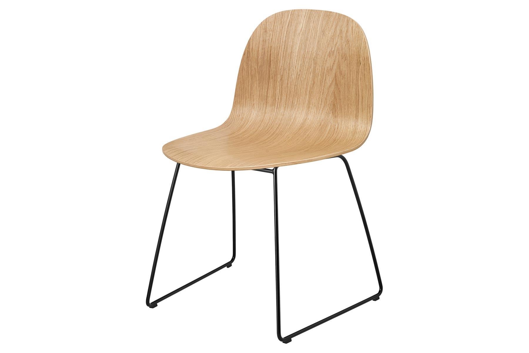 Polished 2D Dining Chair, Un-Upholstered, Sledge Base  For Sale