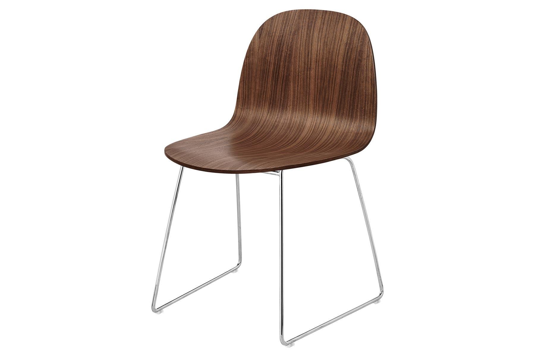 Contemporary 2D Dining Chair, Un-Upholstered, Sledge Base  For Sale