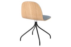 2D Meeting Chair, Front Upholstered, Black Swivel Base, Stained Birch