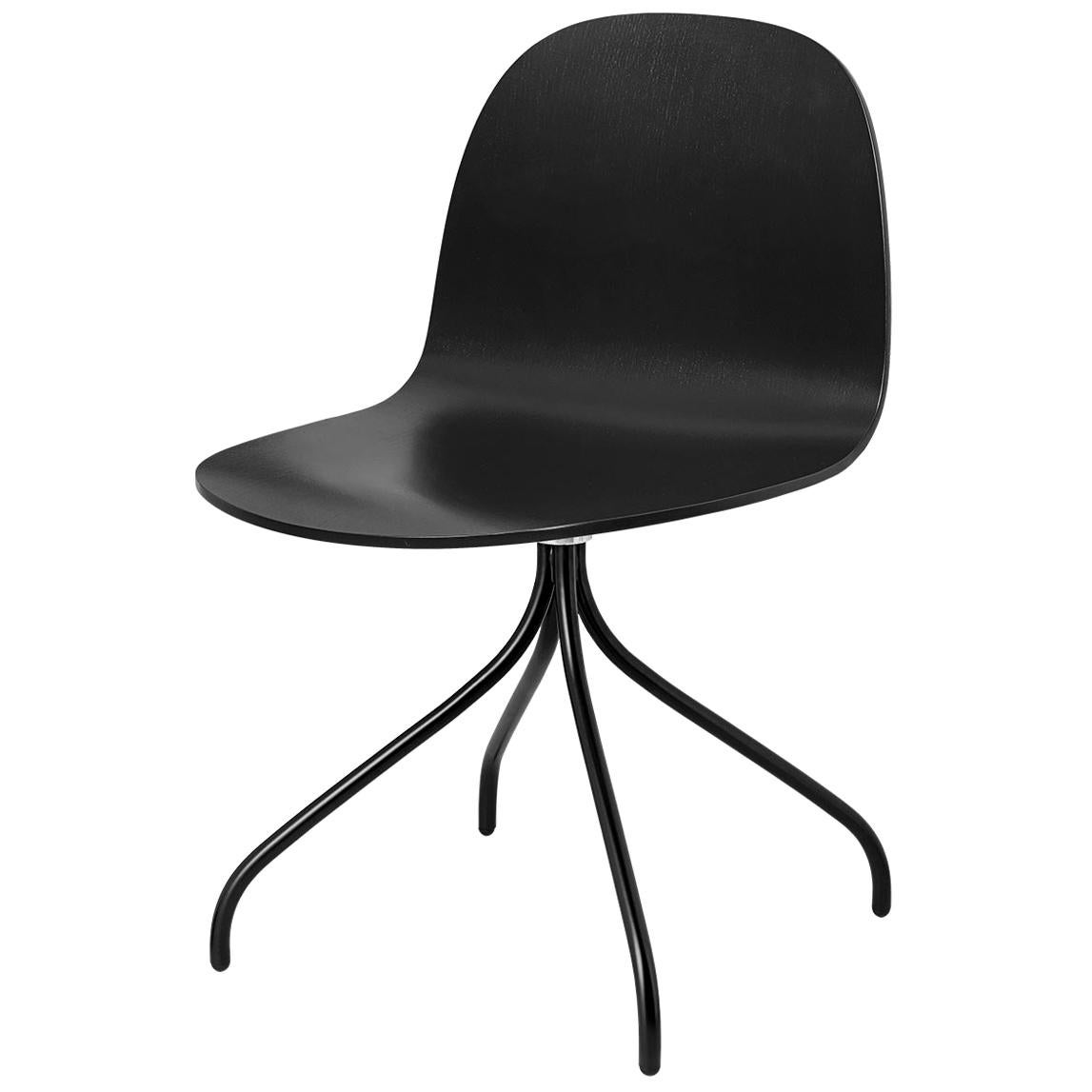 Chaise de réunion 2d, non tapissée, base pivotante noire mate, plage teintée