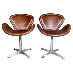2er Set Acme Brancaster Swivel Leder Accent Chair Swan Stuhl