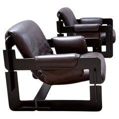 Vintage 2er Set Arne Jacobsen für Asko Modell „Rover“ Sessel Leder Holz Finnland 1960er