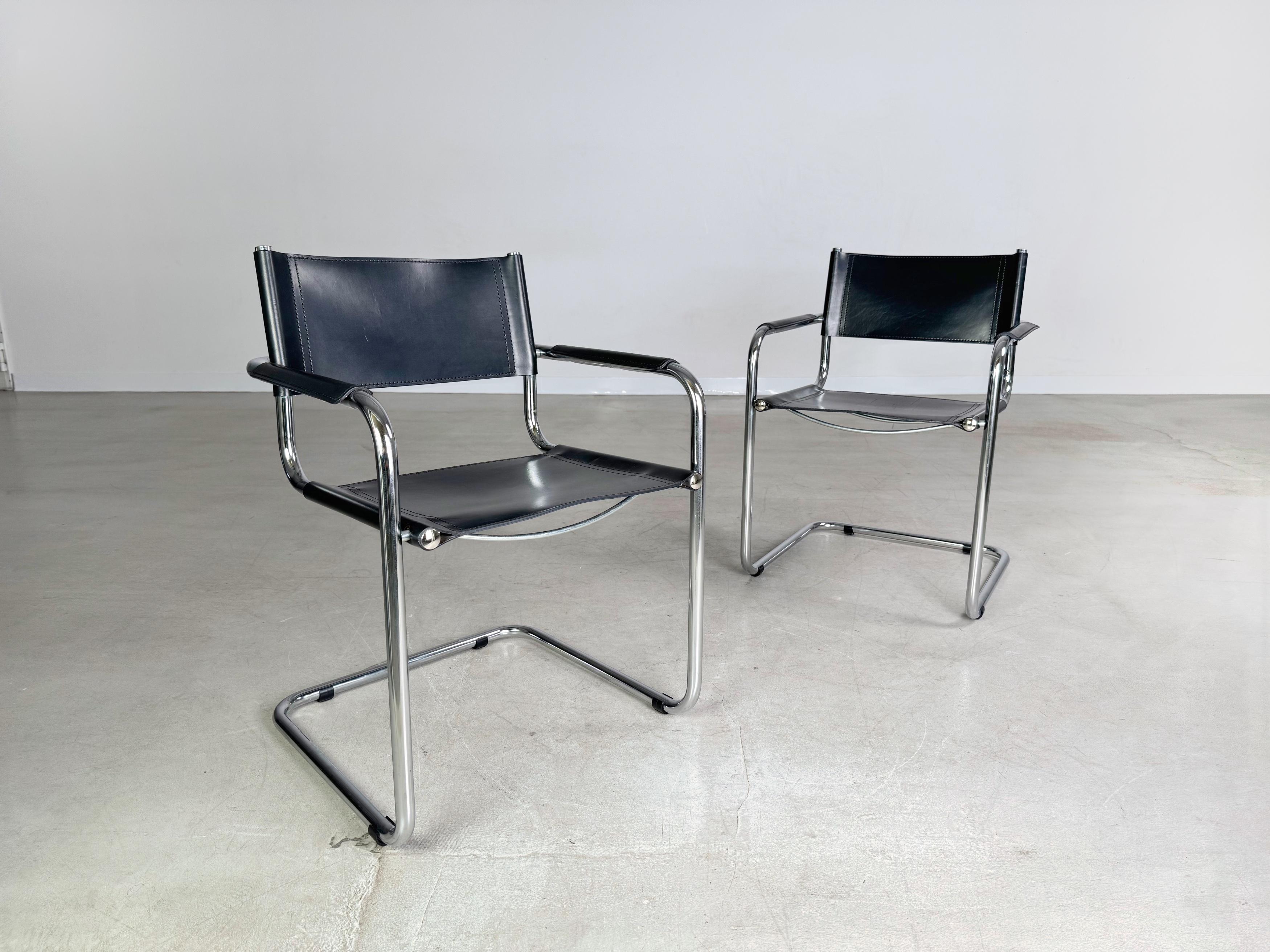 Mid-Century moderno 2er Set B34 Freischwinger Marcel Breuer Leder Thonet in vendita