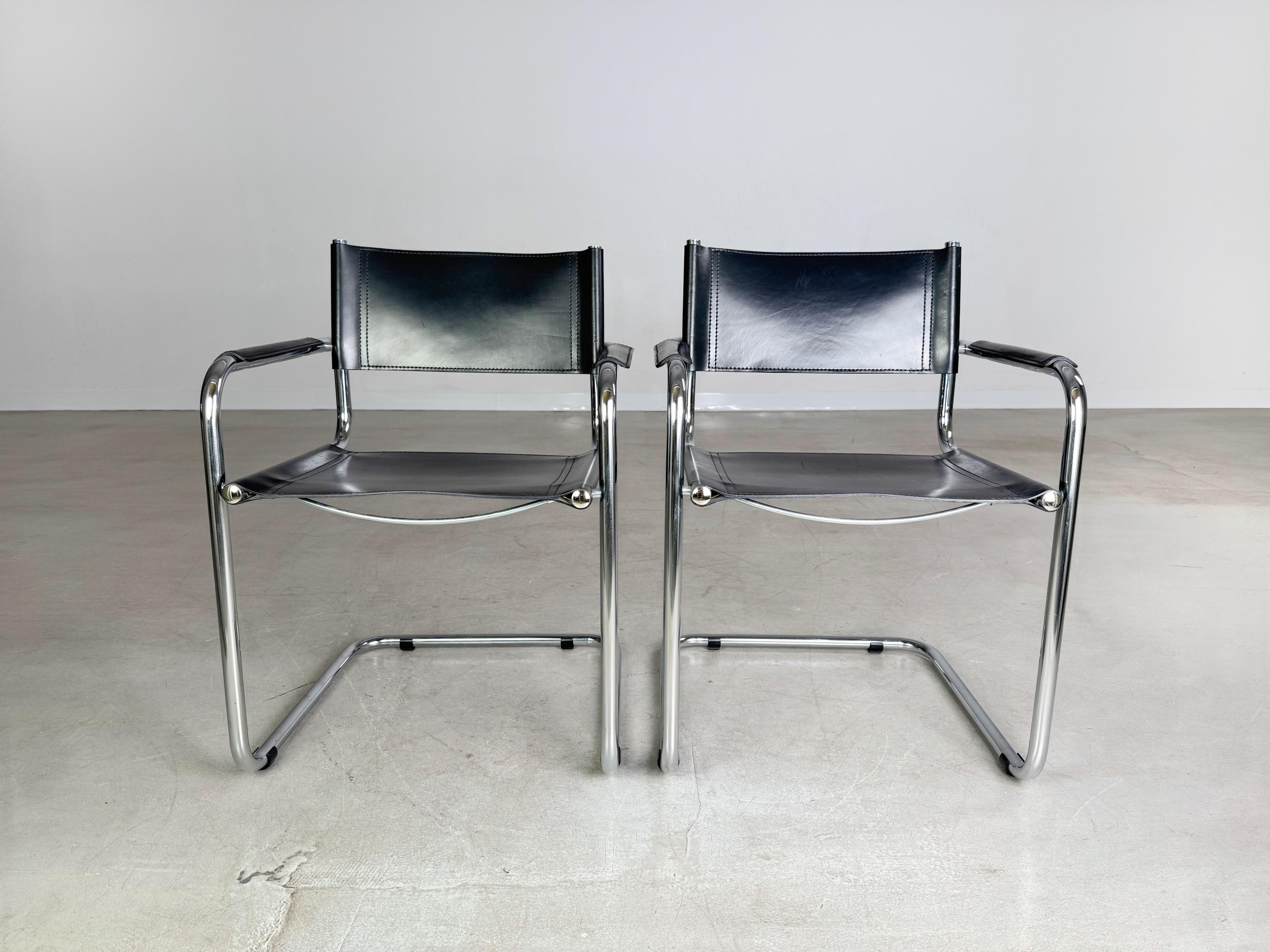 Tedesco 2er Set B34 Freischwinger Marcel Breuer Leder Thonet in vendita