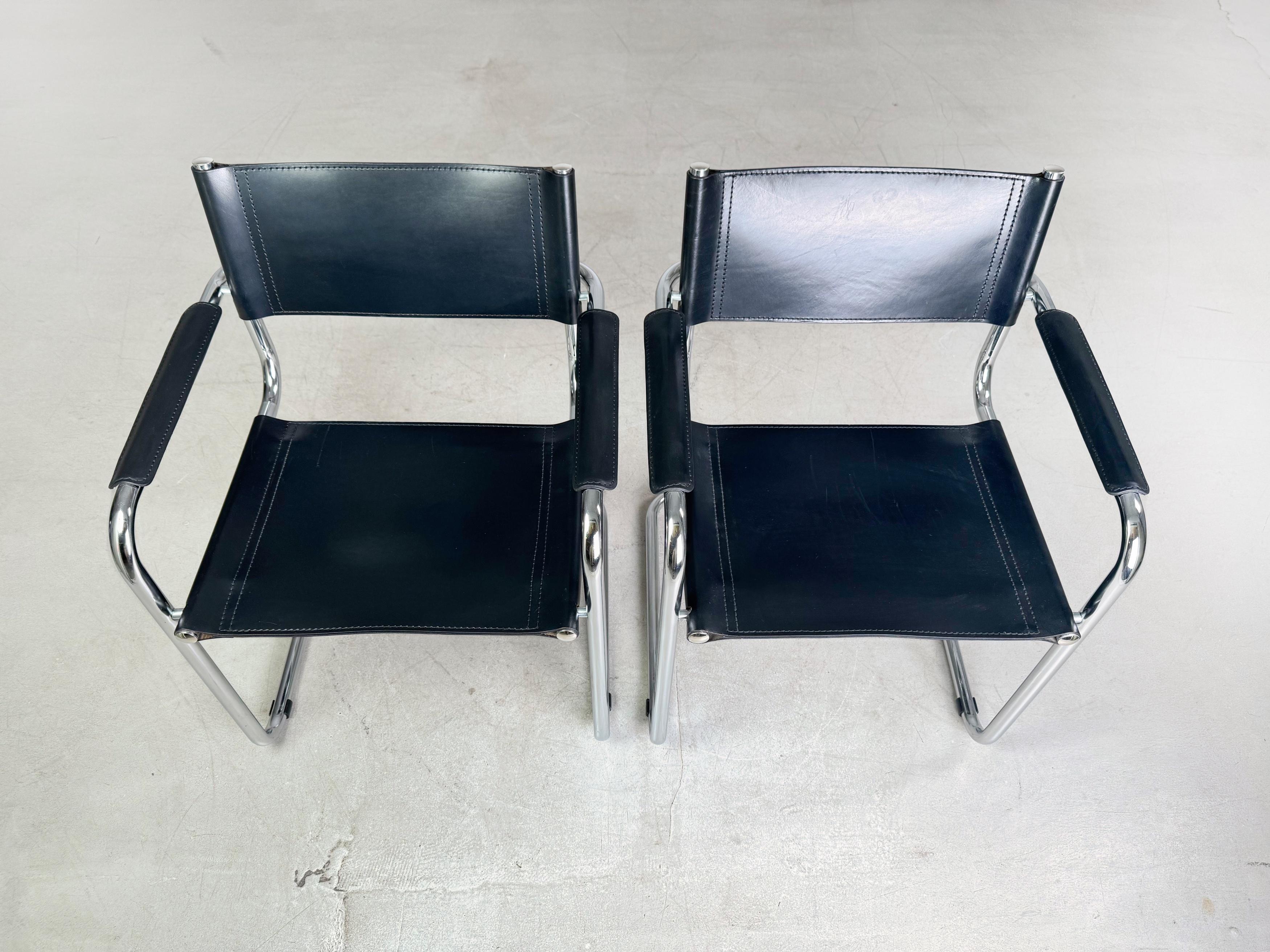 2er Set B34 Freischwinger Marcel Breuer Leder Thonet In condizioni buone in vendita a Berlin, DE