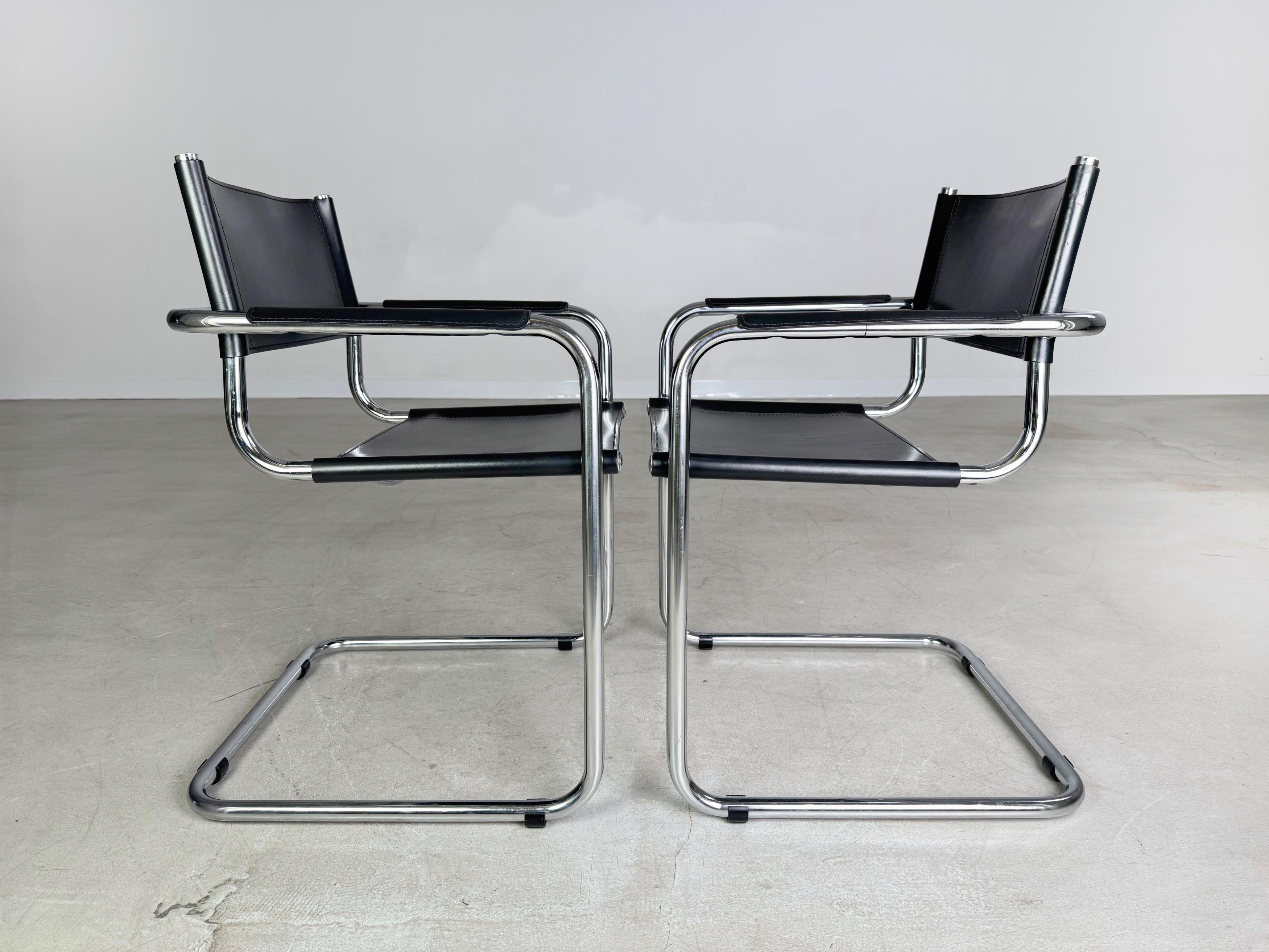 Pelle 2er Set B34 Freischwinger Marcel Breuer Leder Thonet in vendita