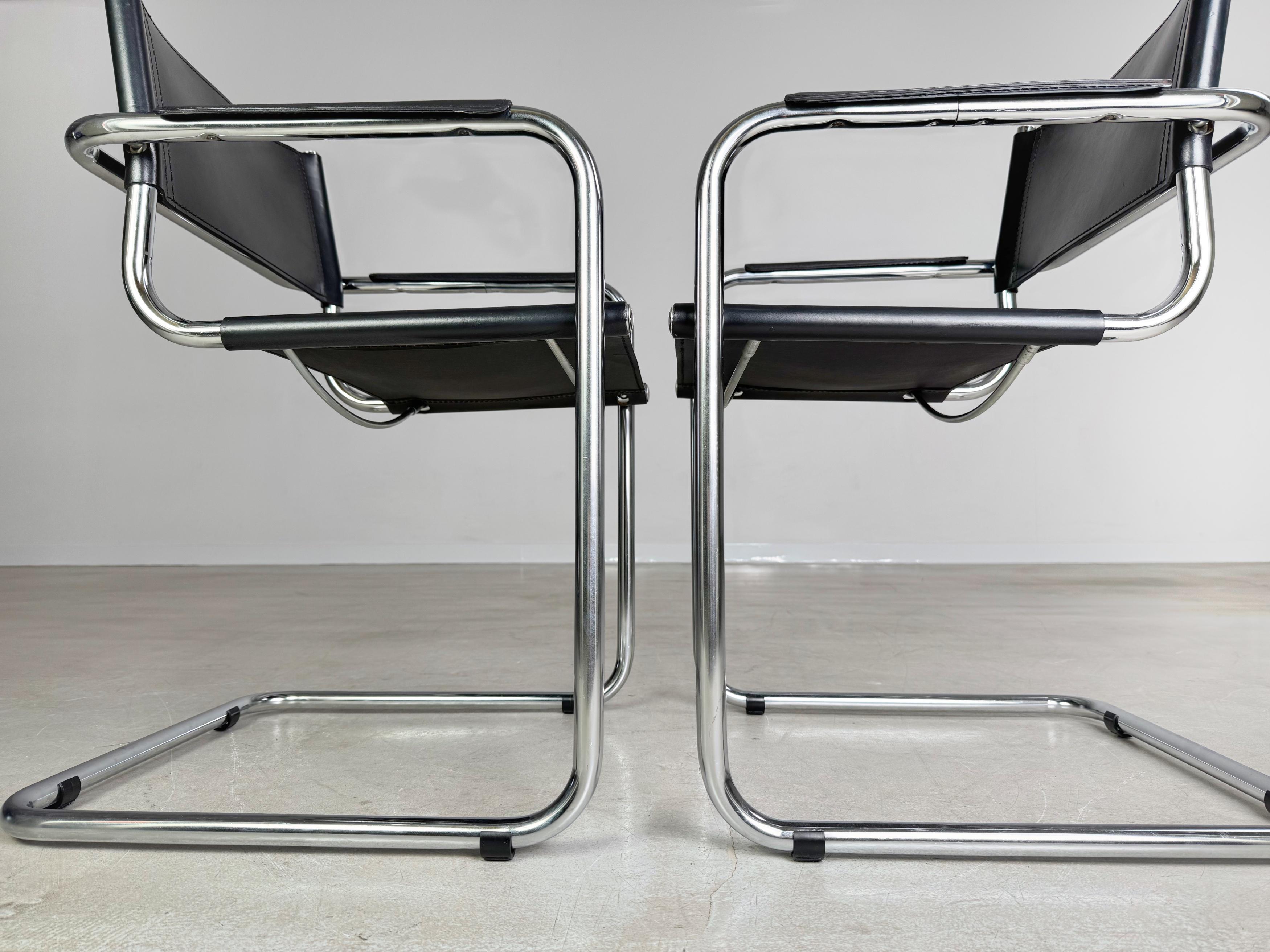 2er Set B34 Freischwinger Marcel Breuer Leder Thonet in vendita 1