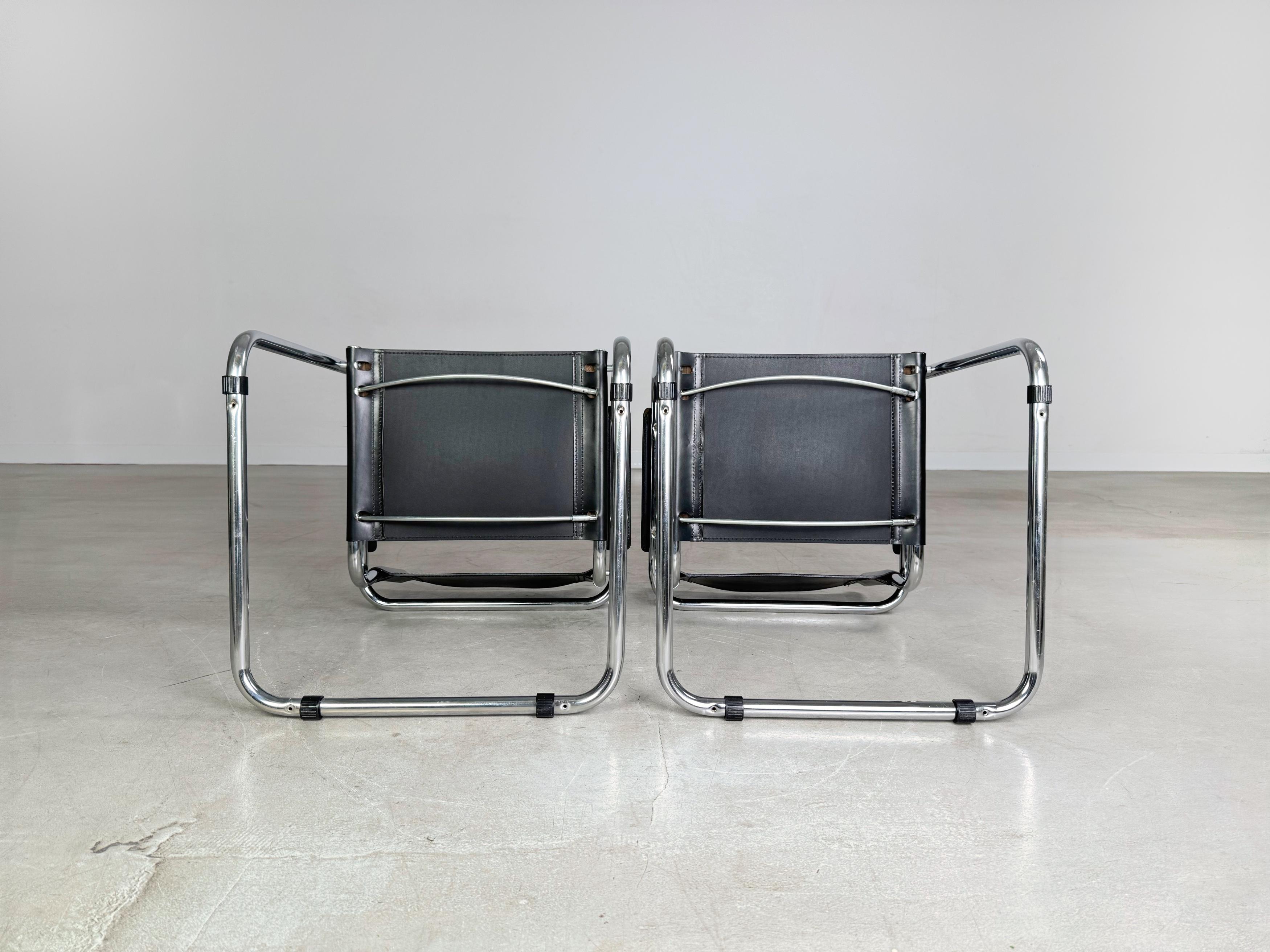 2er Set B34 Freischwinger Marcel Breuer Leder Thonet in vendita 2