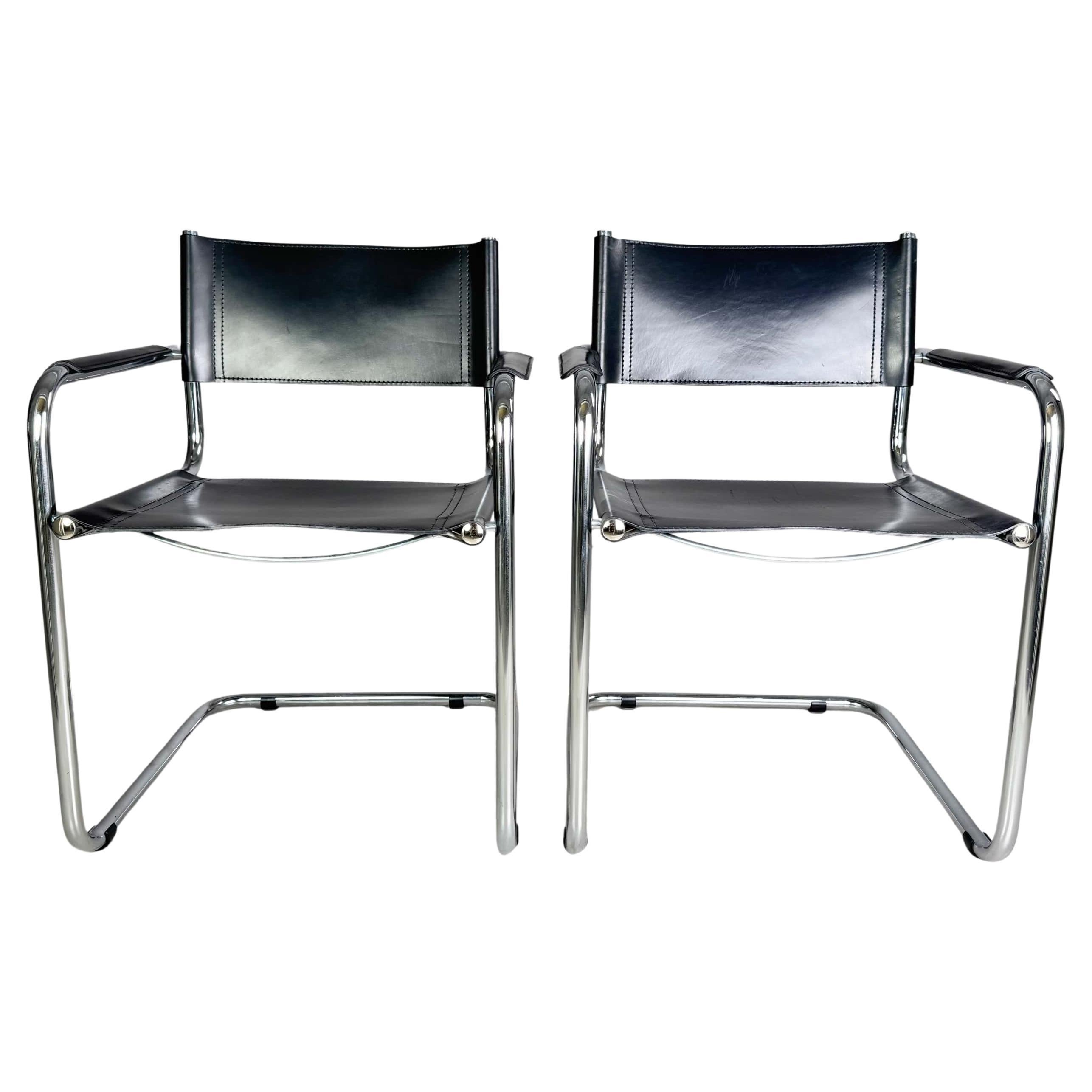 2er Set B34 Freischwinger Marcel Breuer Leder Thonet zugeschrieben