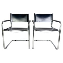 2er-Set B34 Freischwinger Marcel Breuer Leder Thonet zugeschrieben