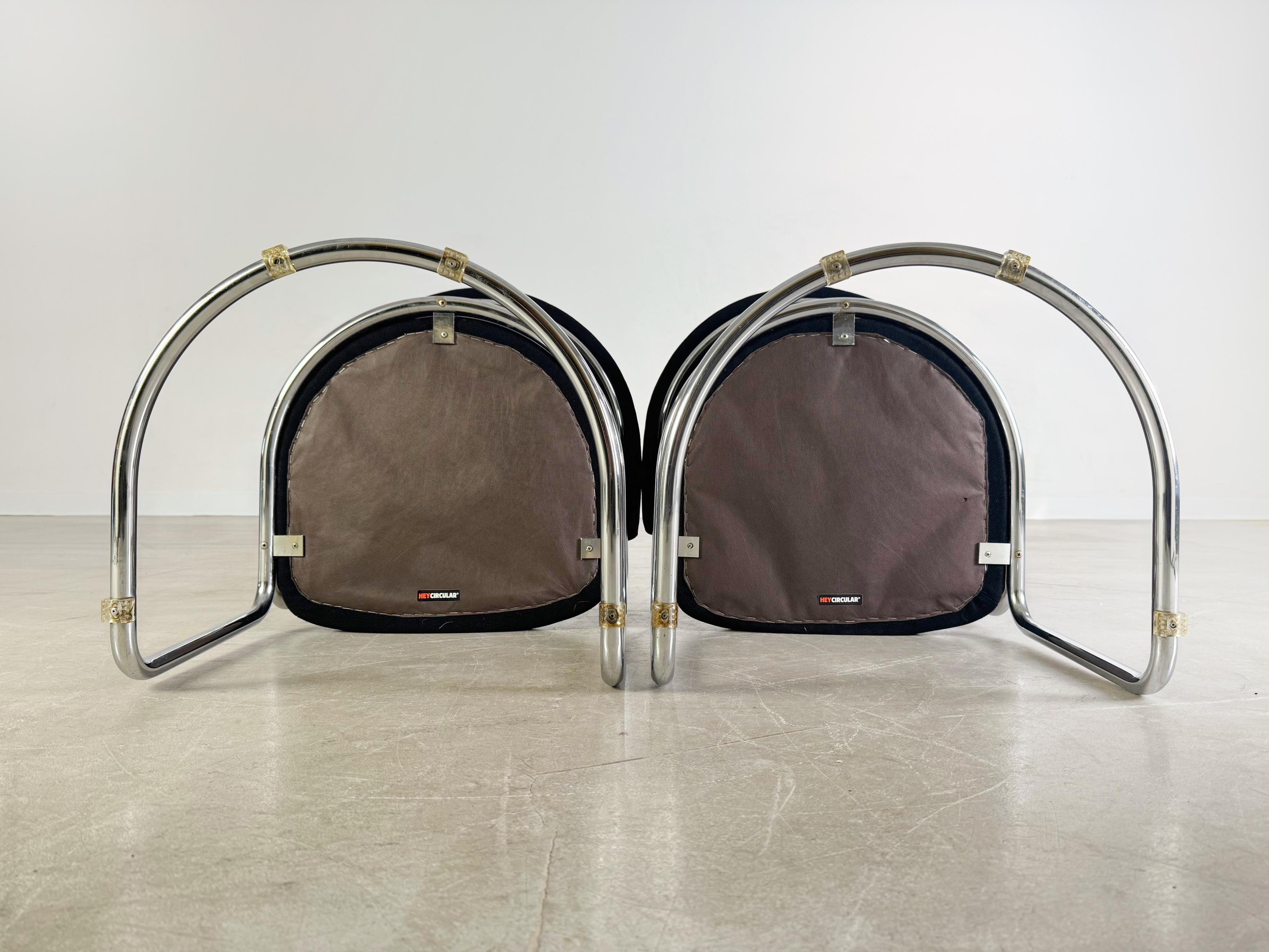 2er Set Bauhaus Freischwinger Stühle Chrom Midcentury Vintage en venta 3