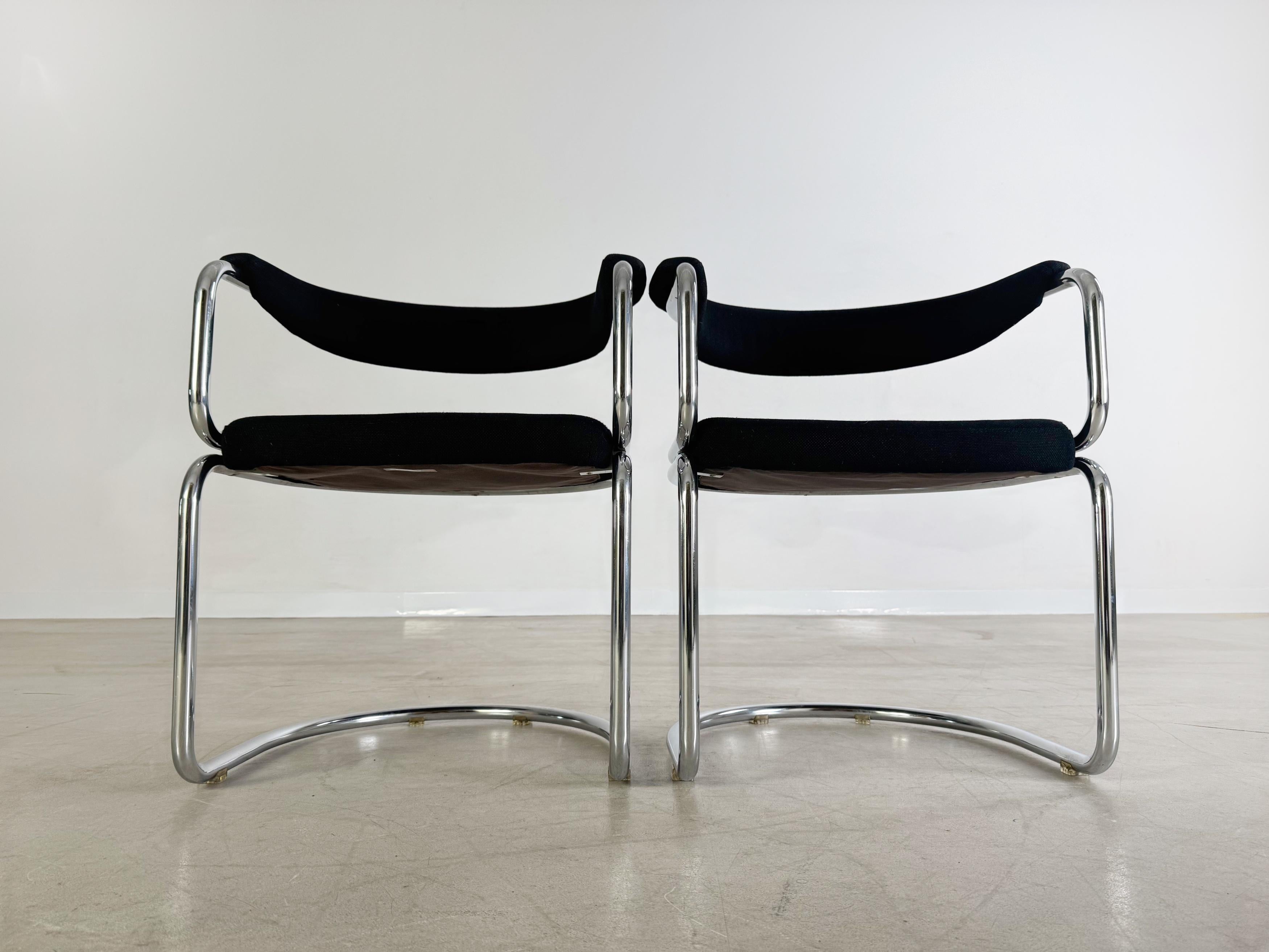 2er Set Bauhaus Freischwinger Stühle Chrom Midcentury Vintage Moderno de mediados de siglo en venta