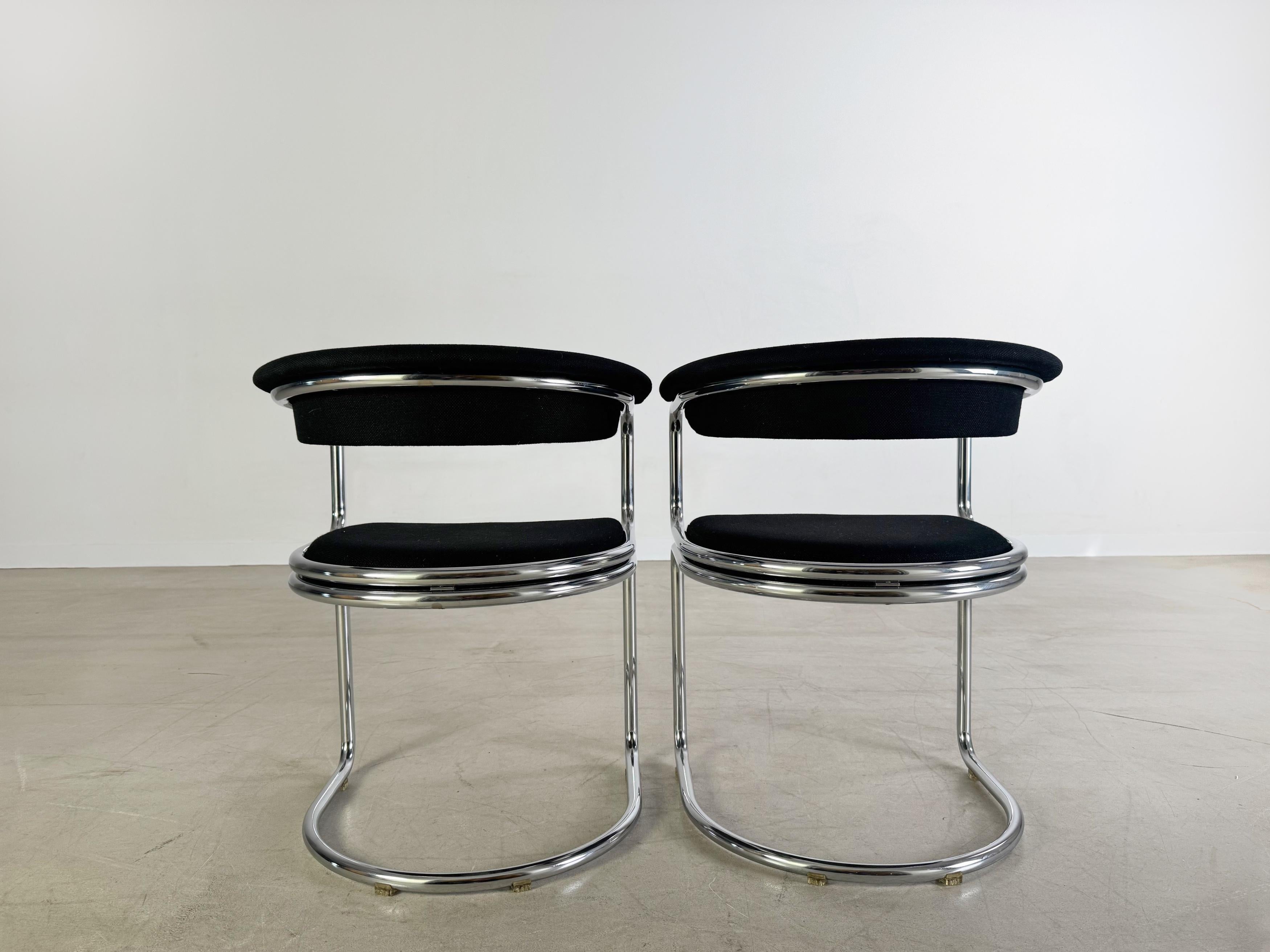 2er Set Bauhaus Freischwinger Stühle Chrom Midcentury Vintage Tela en venta
