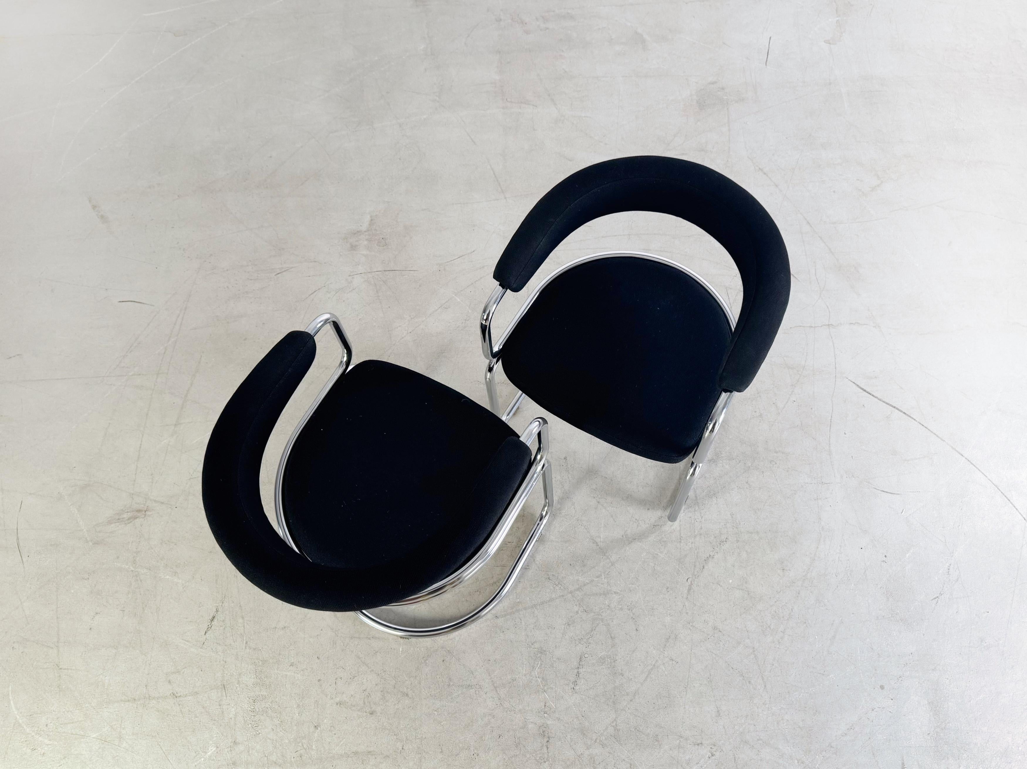 2er Set Bauhaus Freischwinger Stühle Chrom Midcentury Vintage en venta 1