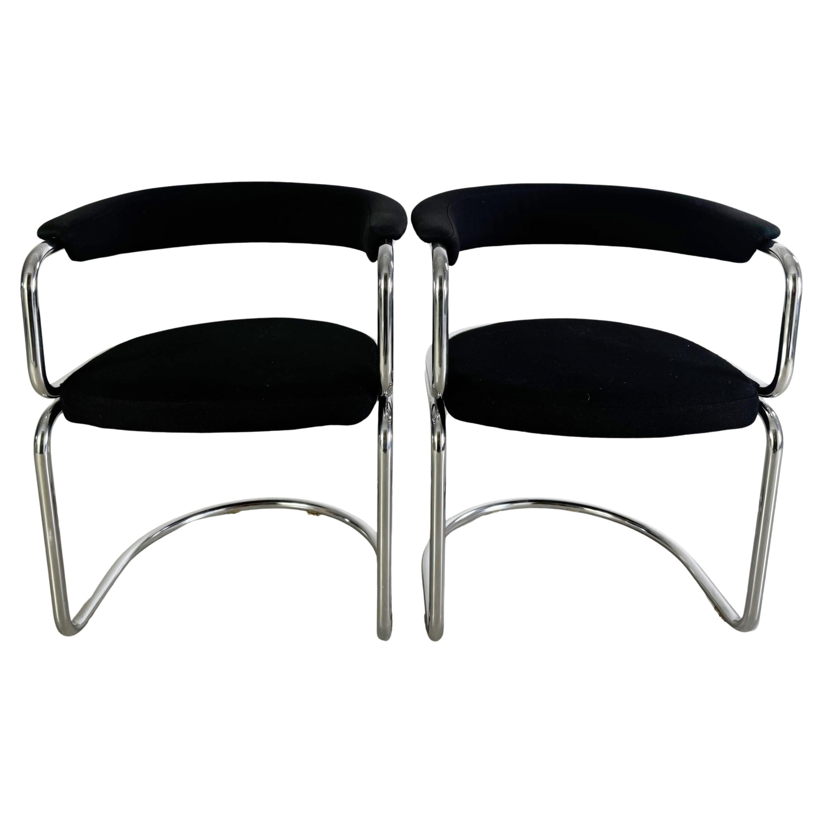 2er Set Bauhaus Freischwinger Stühle Chrom Midcentury Vintage