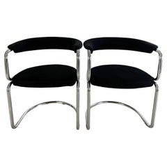 2er Set Bauhaus Freischwinger Stühle Chrom Midcentury Vintage
