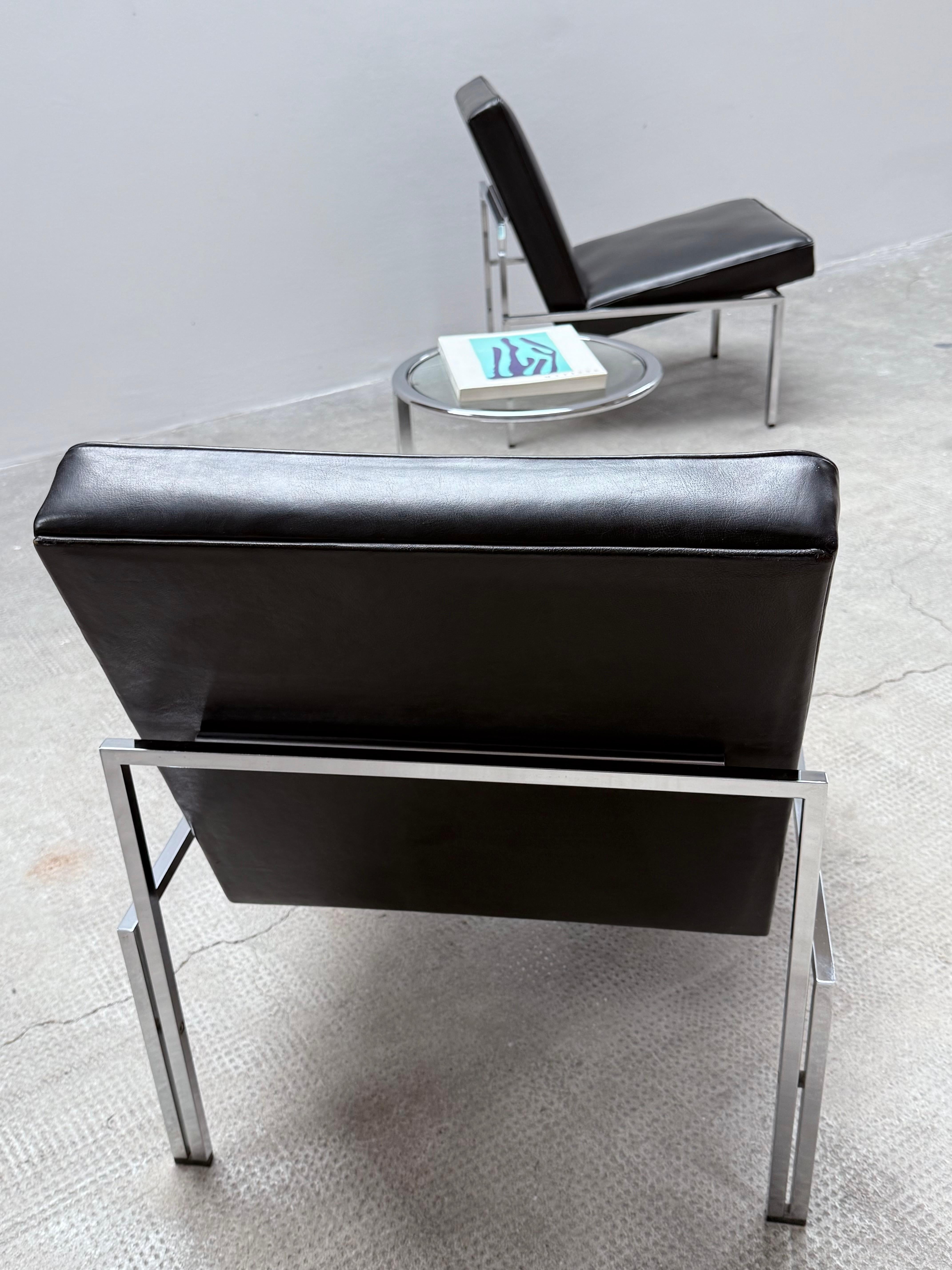 2er Set Bauhaus Sessel Leder schwarz Stahlrohr Chrom, Deutschland Años 60 en venta 3