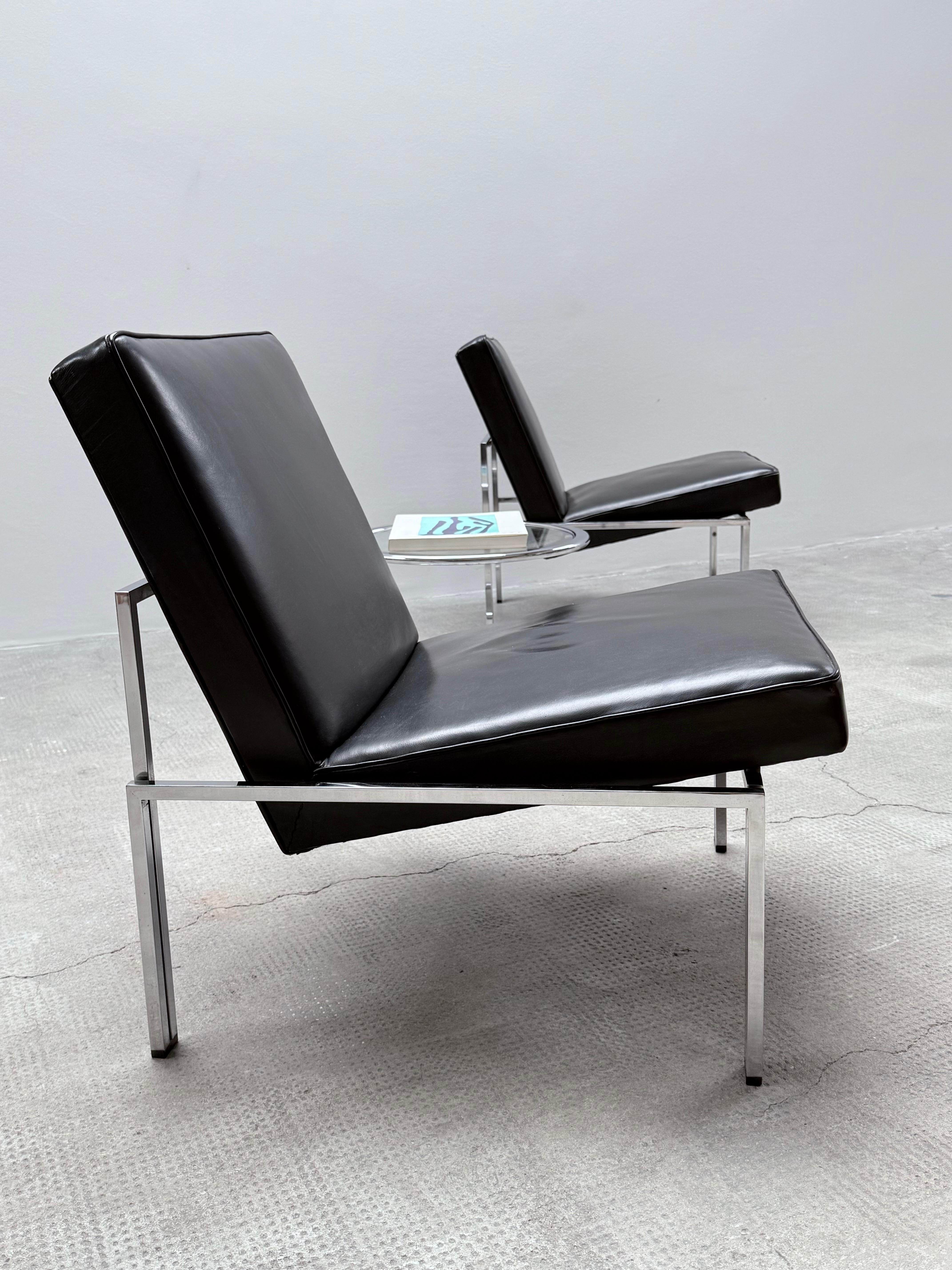 2er Set Bauhaus Sessel Leder schwarz Stahlrohr Chrom, Deutschland Años 60 Moderno de mediados de siglo en venta