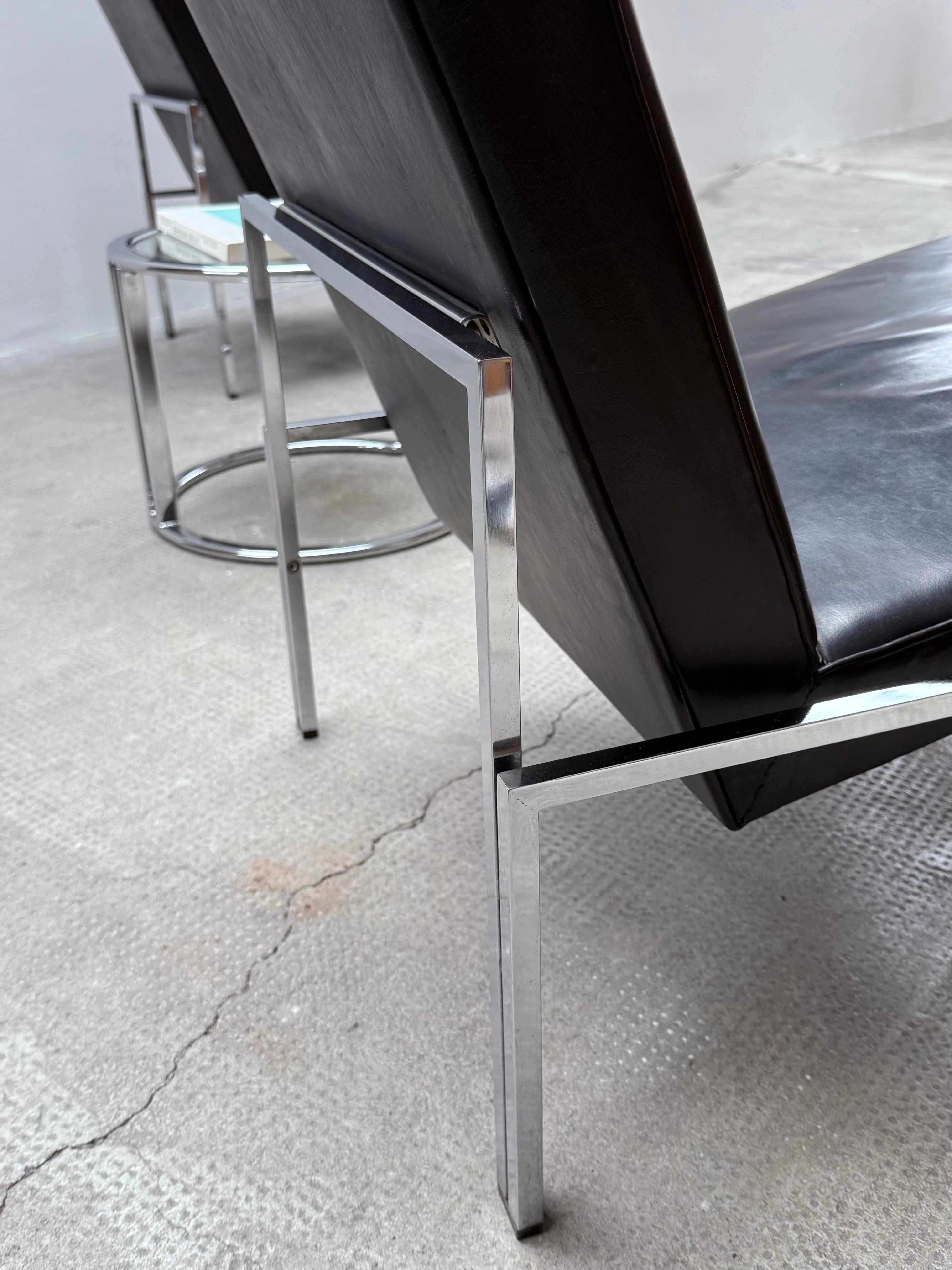 2er Set Bauhaus Sessel Leder schwarz Stahlrohr Chrom, Deutschland Años 60 en Bueno estado para la venta en Reutlingen, DE