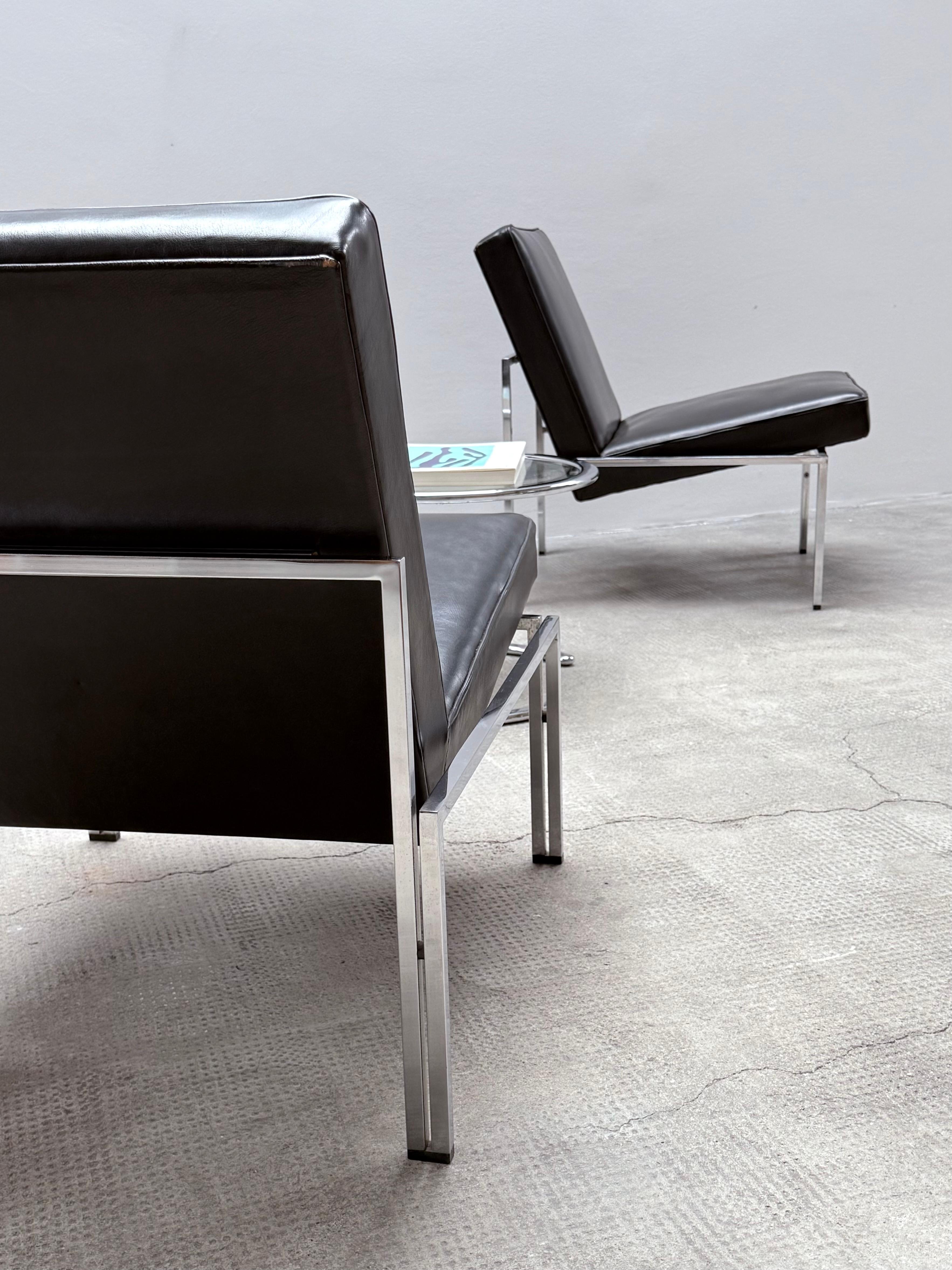 2er Set Bauhaus Sessel Leder schwarz Stahlrohr Chrom, Deutschland Años 60 mediados del siglo XX en venta