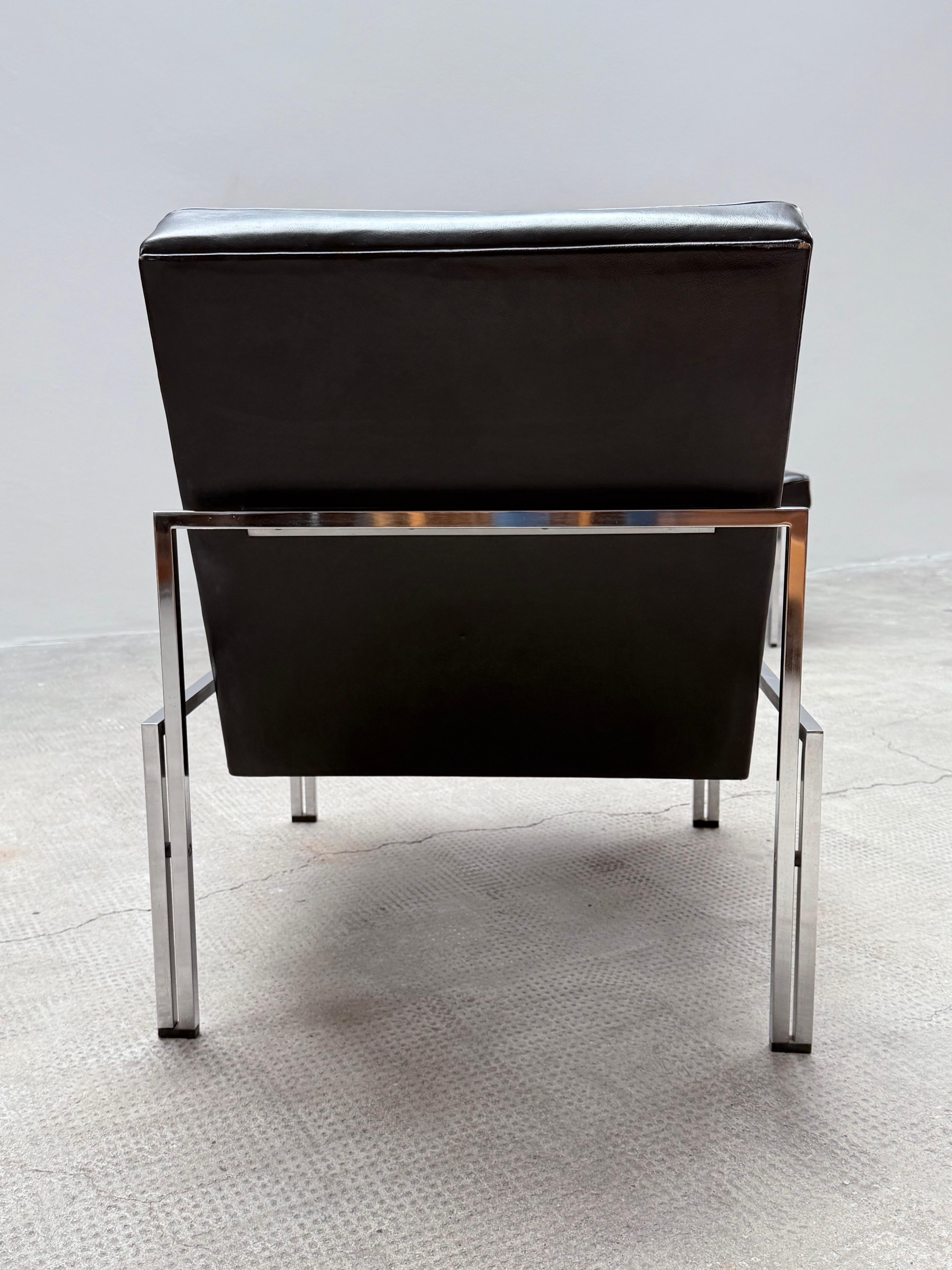 2er Set Bauhaus Sessel Leder schwarz Stahlrohr Chrom, Deutschland Años 60 Cuero en venta