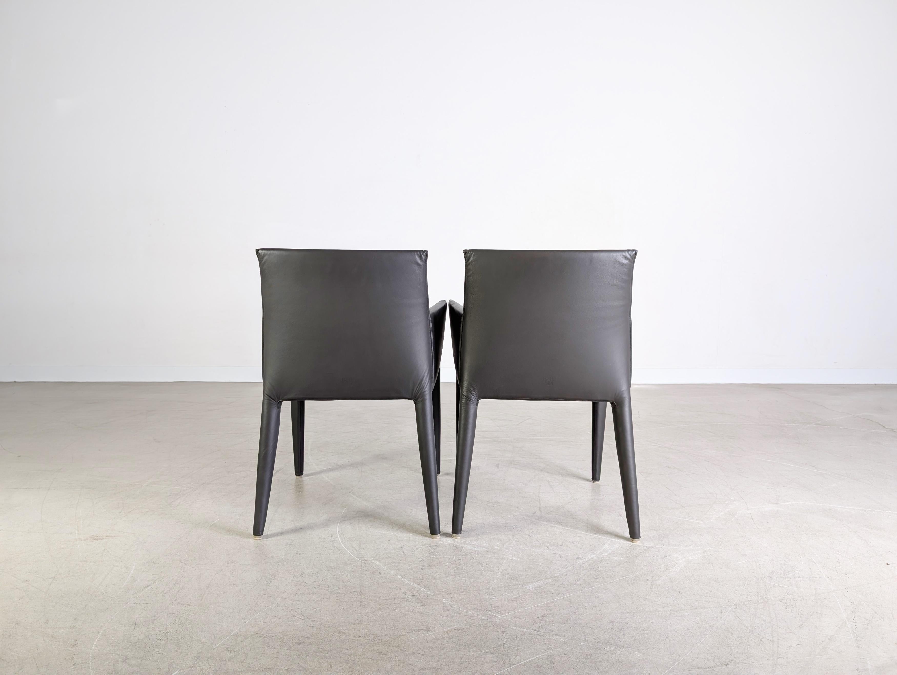 XXIe siècle et contemporain 2er Set B&B Italia Stühle Vol Au Vent Leder Stuhl Mario Bellini en vente