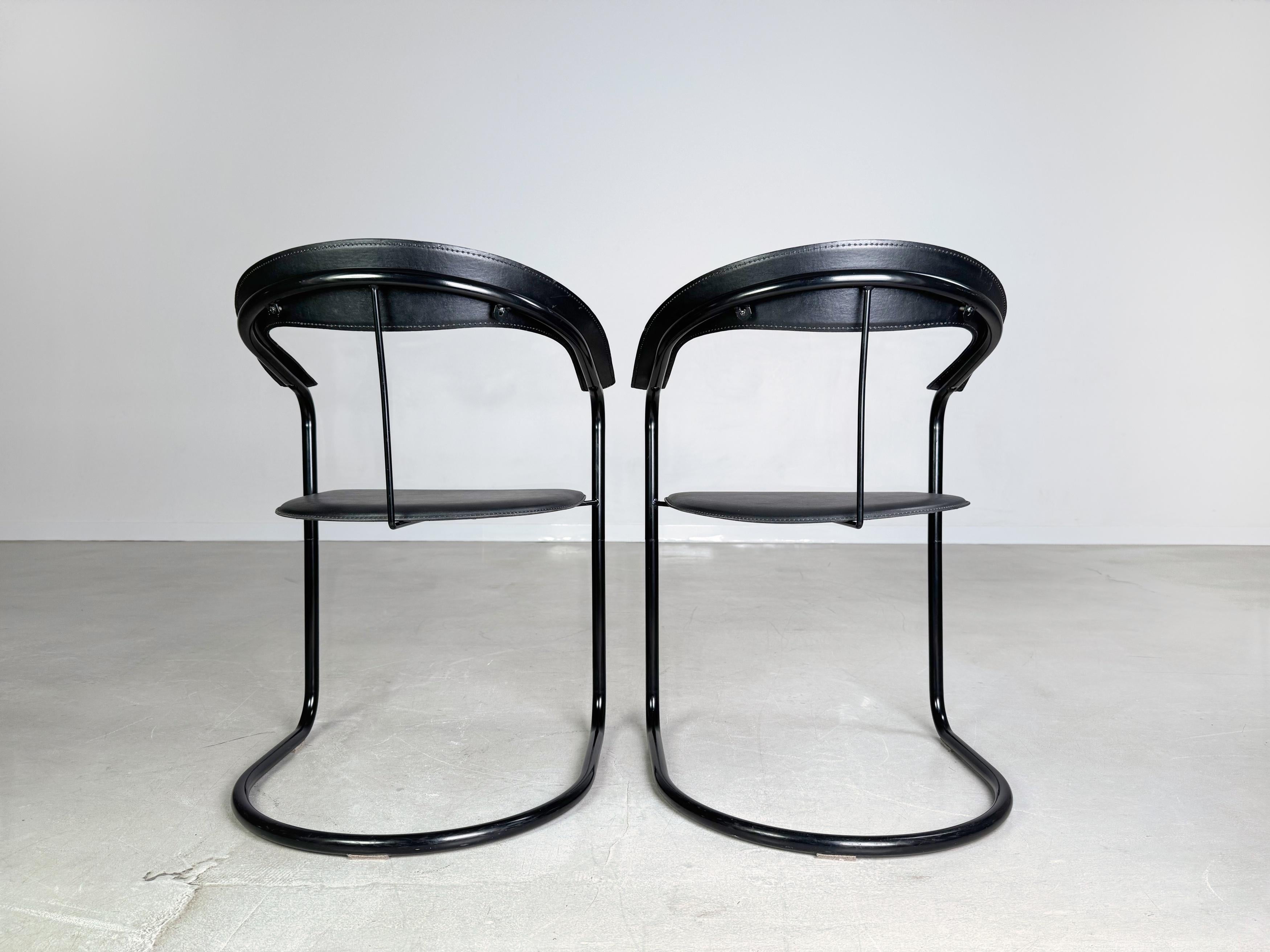 Acier 2er Set Canasta Arrben Italy Stühle Design Vintage Freischwinger en vente