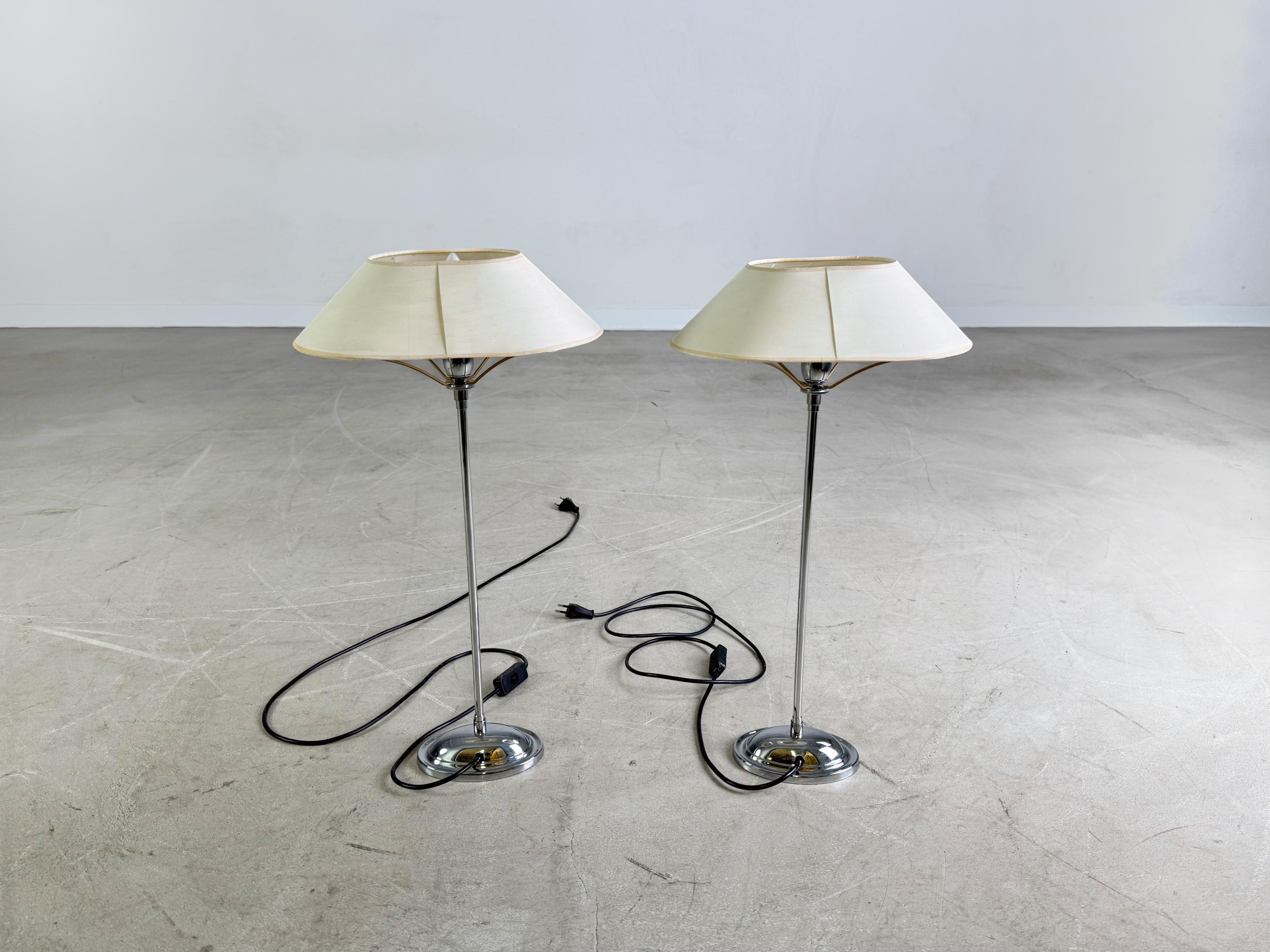 Sconosciuto 2er Set Chrom Leuchten Tischlampe Antik Stil Vintage Stehlampe in vendita