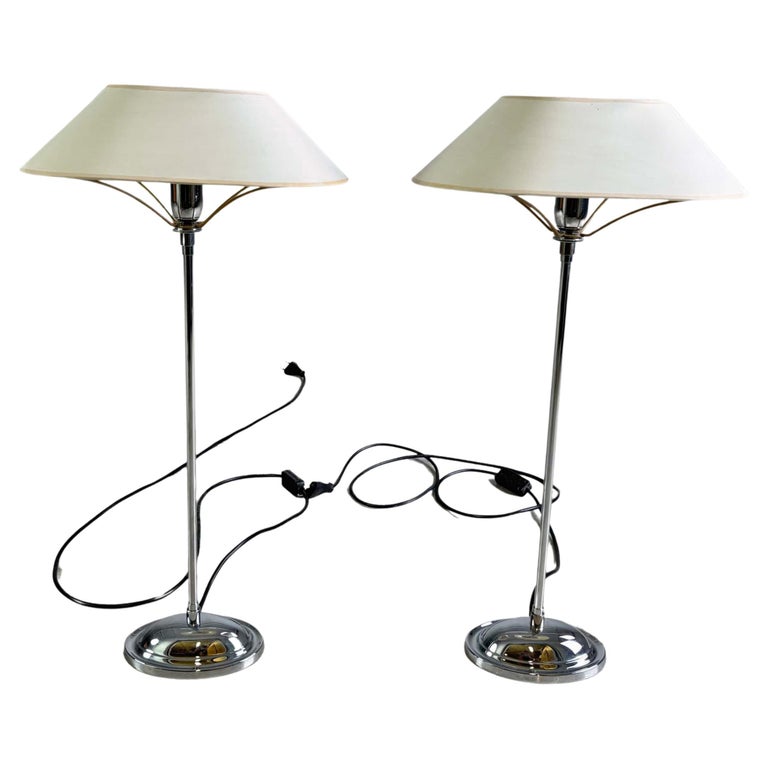2er Set Chrom Leuchten Tischlampe Antik Stil Vintage Stehlampe