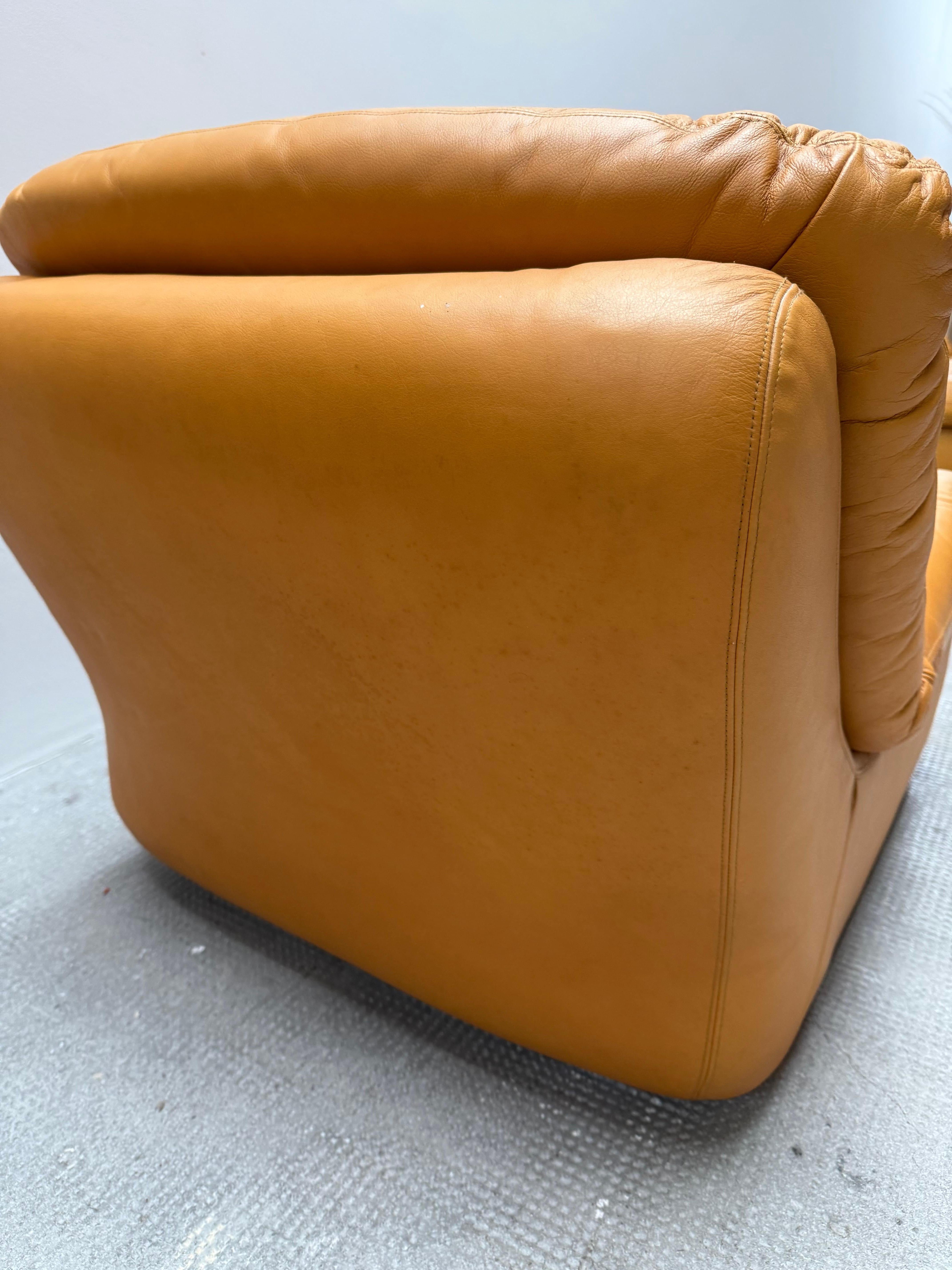 2er Set Dreipunkt Lounge Sessel Leder gelb, Deutschland 1970er en venta 6