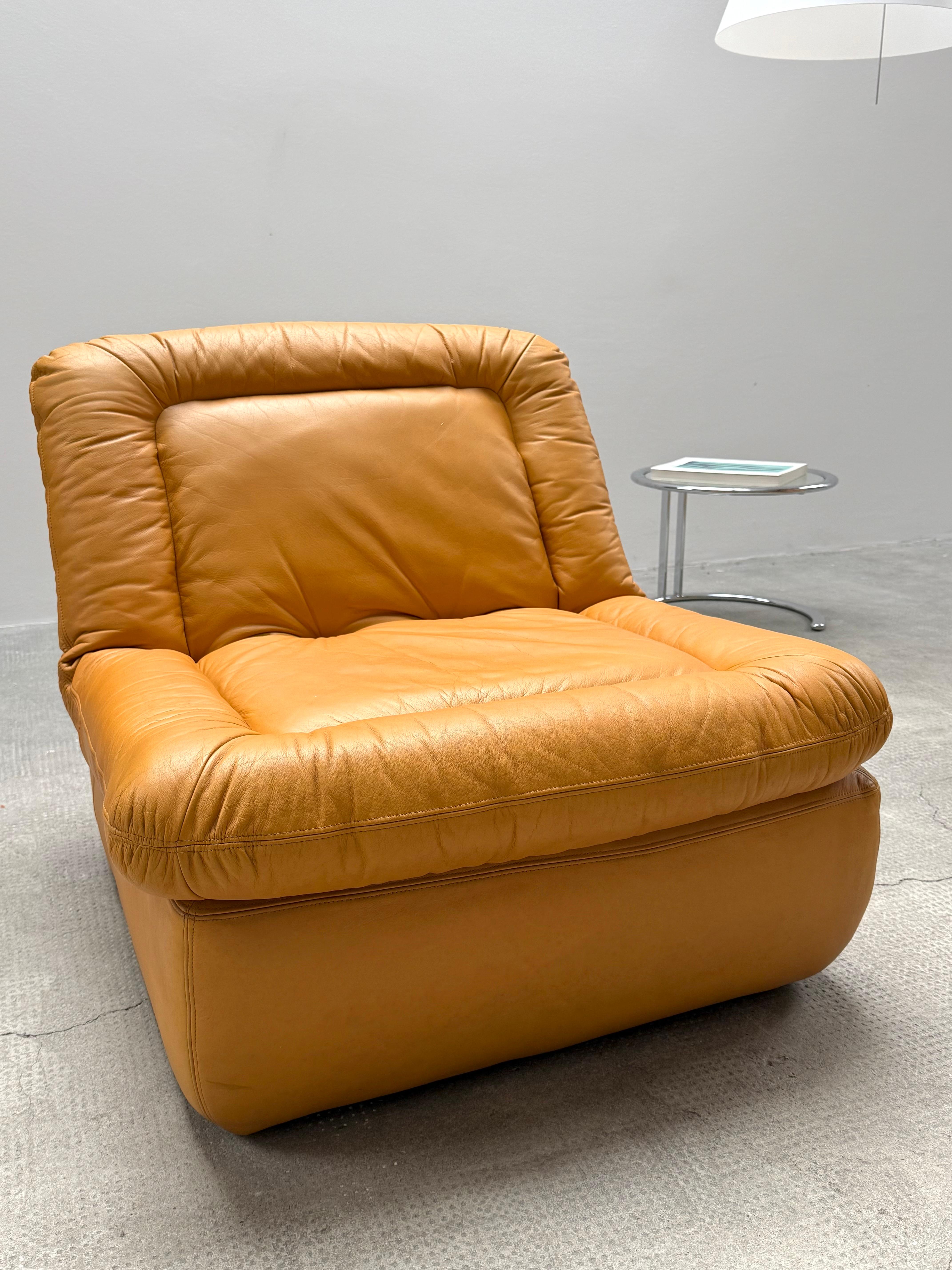 2er Set Dreipunkt Lounge Sessel Leder gelb, Deutschland 1970er en venta 8