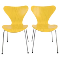 2er Set Fritz Hansen Serie 7 Stühle Midcentury gelb Arne Jacobsen