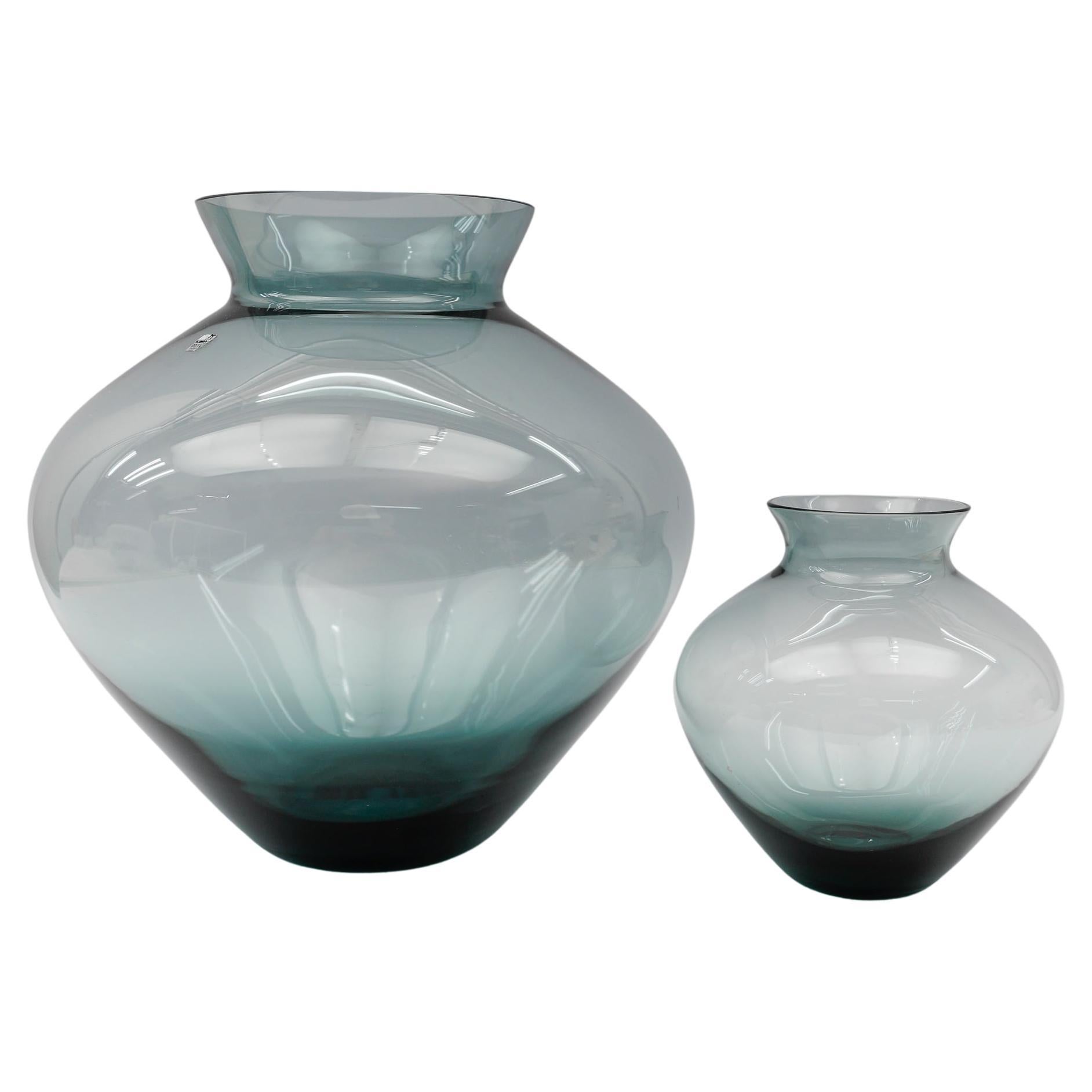2er Set Herzvasen Turmalin Blau von Wilhelm Wagenfeld für WMF, 1960er in vendita