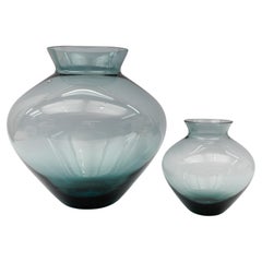 2er Set Herzvasen Turmalin Blau von Wilhelm Wagenfeld für WMF, 1960er
