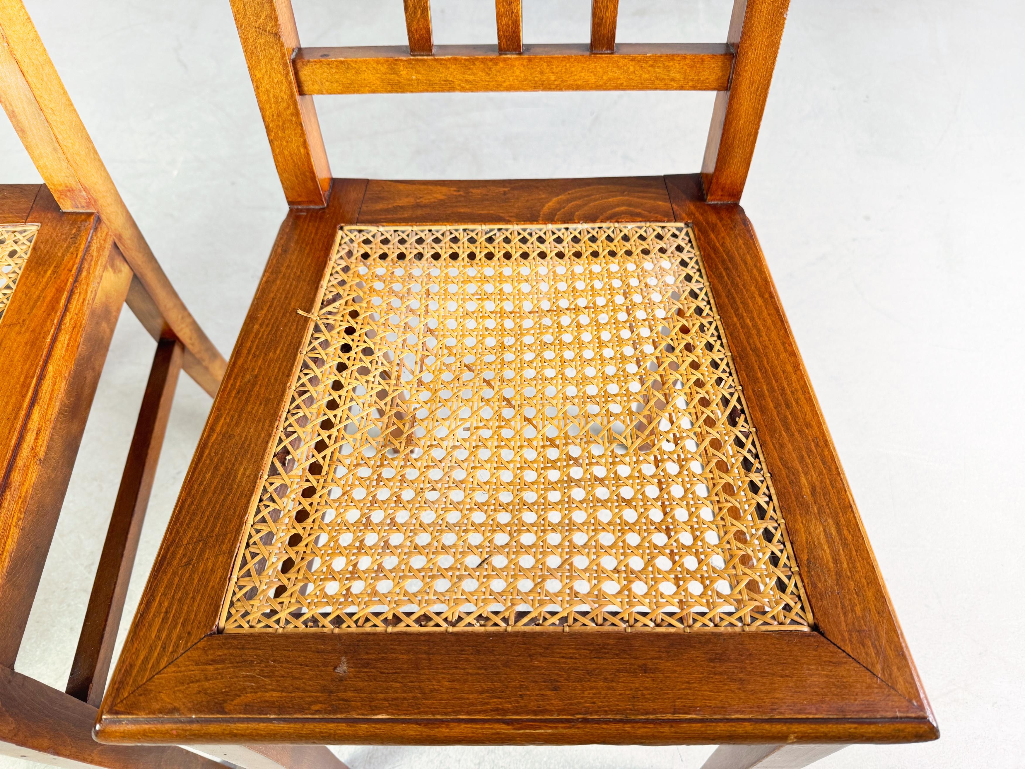 Inizio XX secolo 2er Set Jugendstil Stühle Wiener Geflecht Beistellstuhl antik in vendita